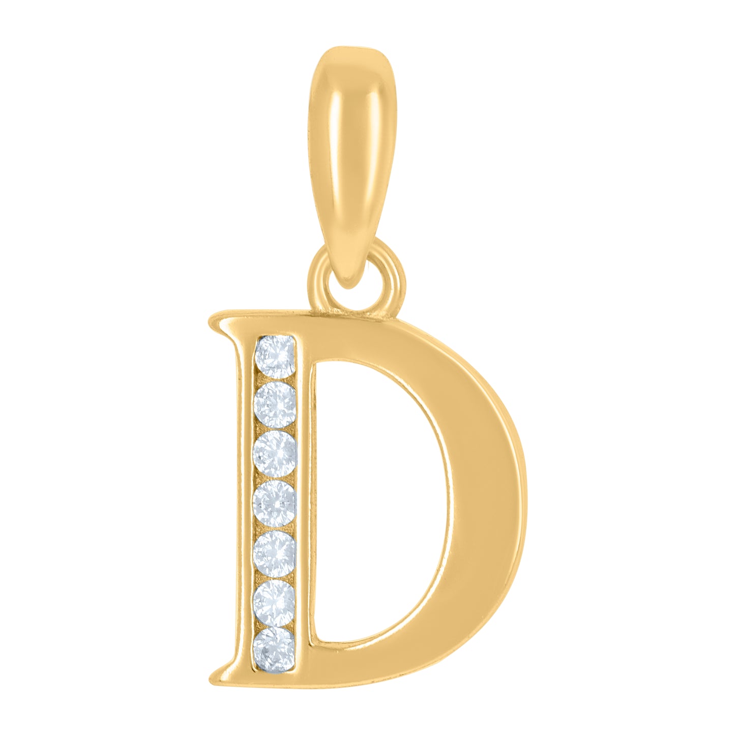 925 Sterling Silver Cz Pendant Initial Letter "D"