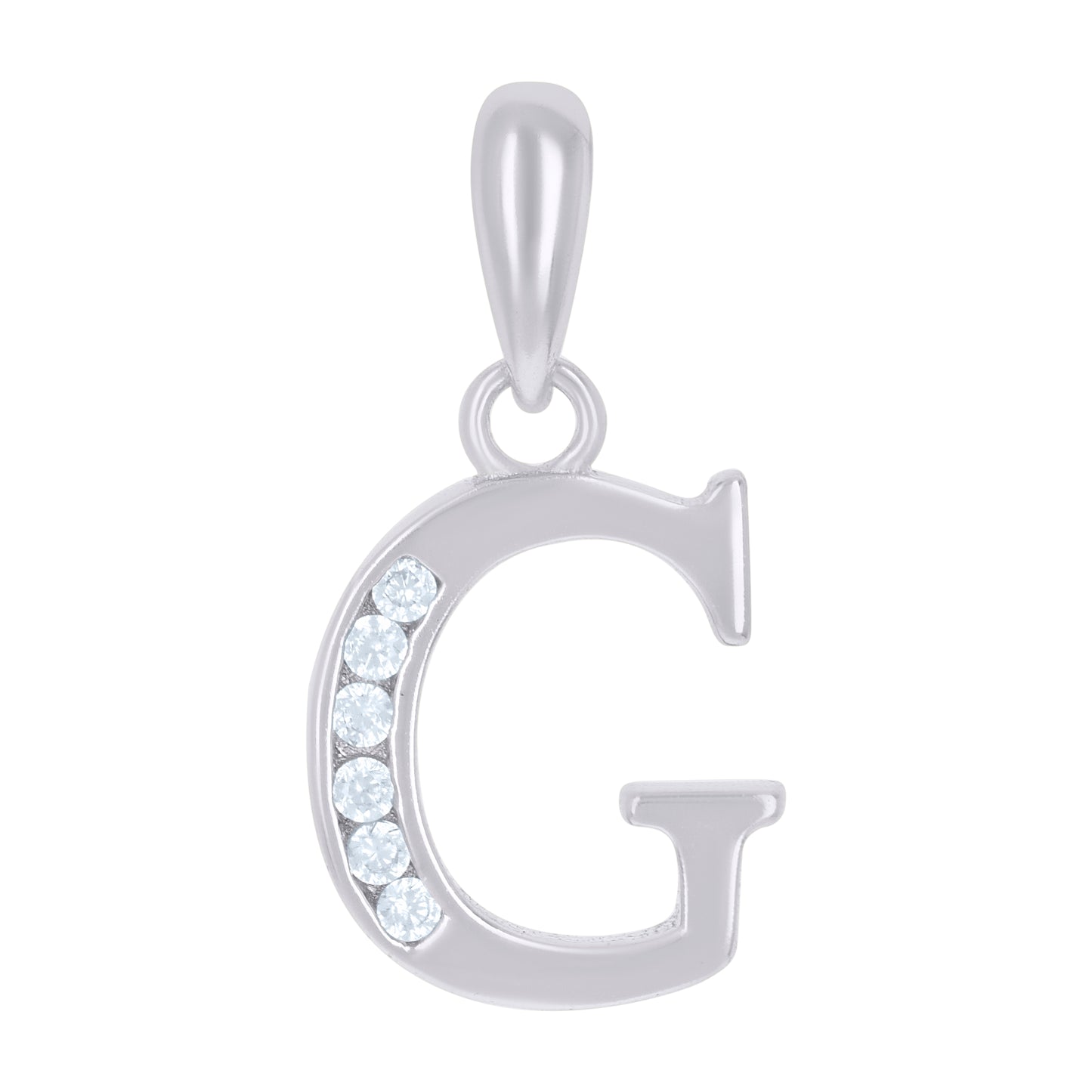 925 Sterling Silver Cz Pendant Initial Letter "G"