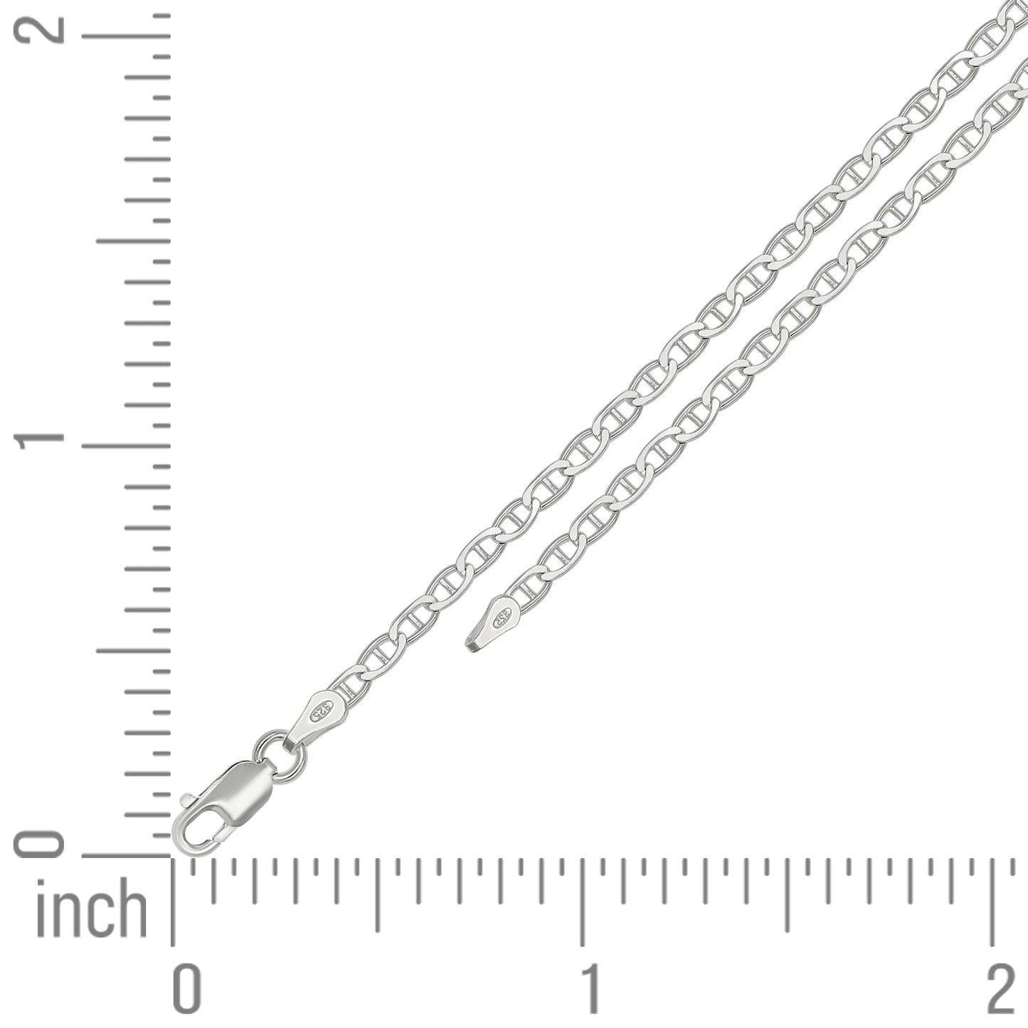 925 Silver Solid Classic Mariner Chain 2mm