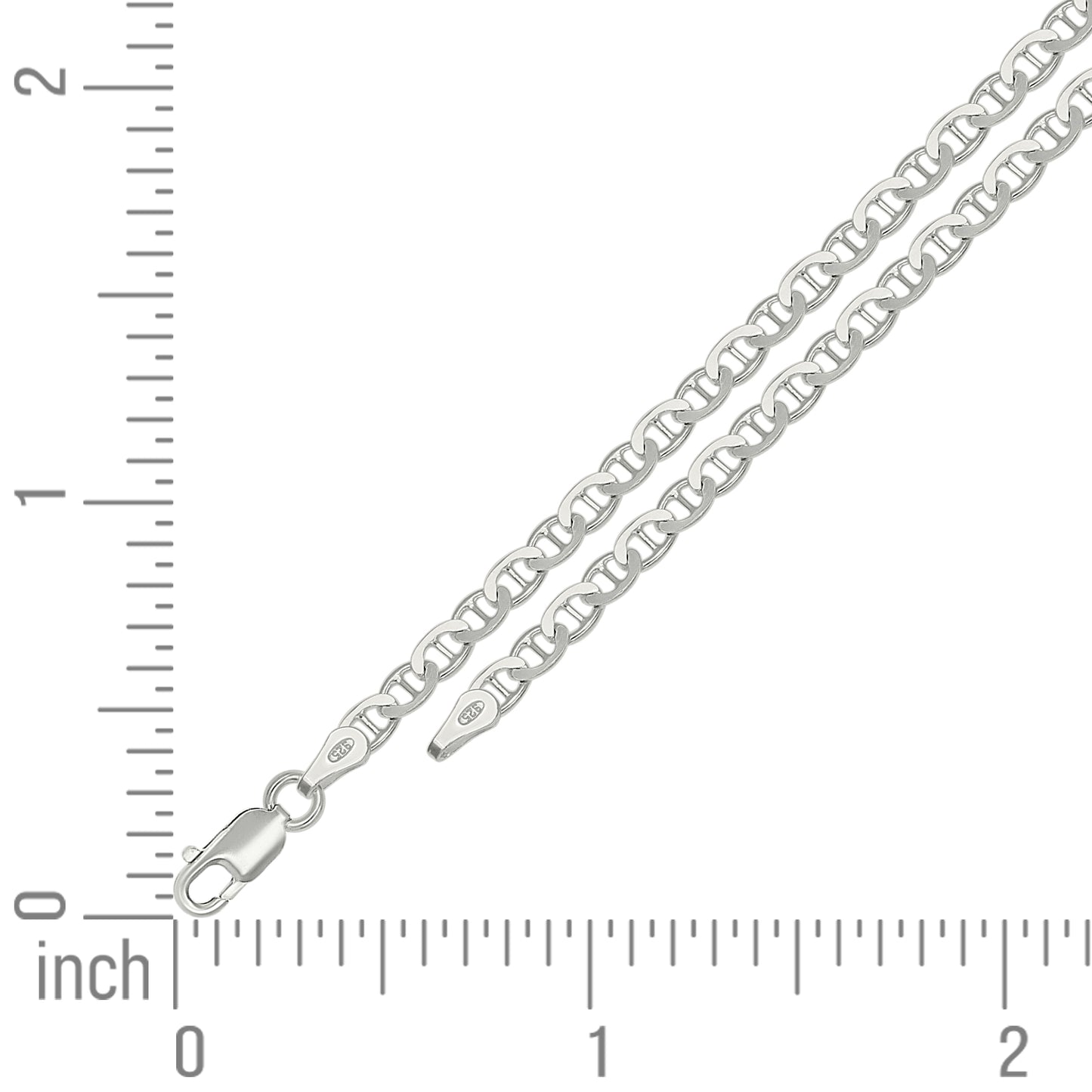 925 Silver Solid Classic Mariner Chain 3mm-9