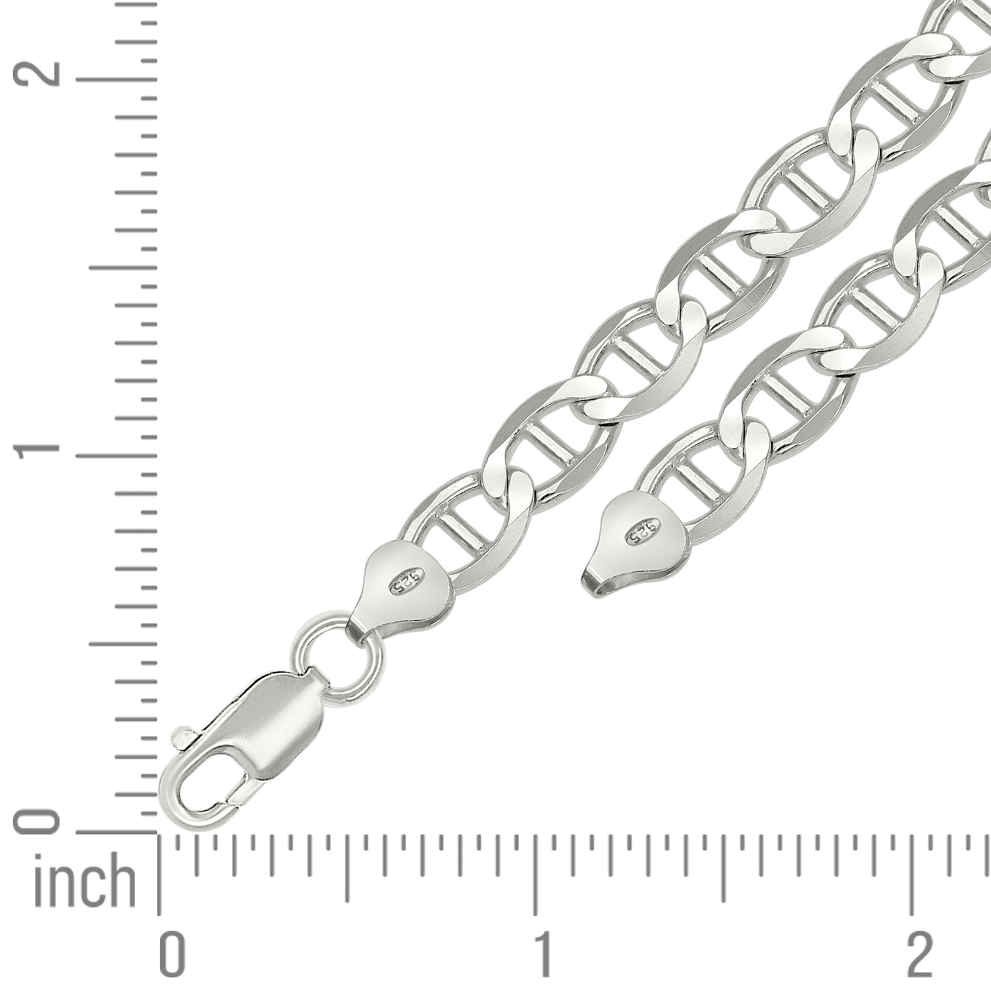 925 Silver Solid Classic Mariner Chain 7mm-9