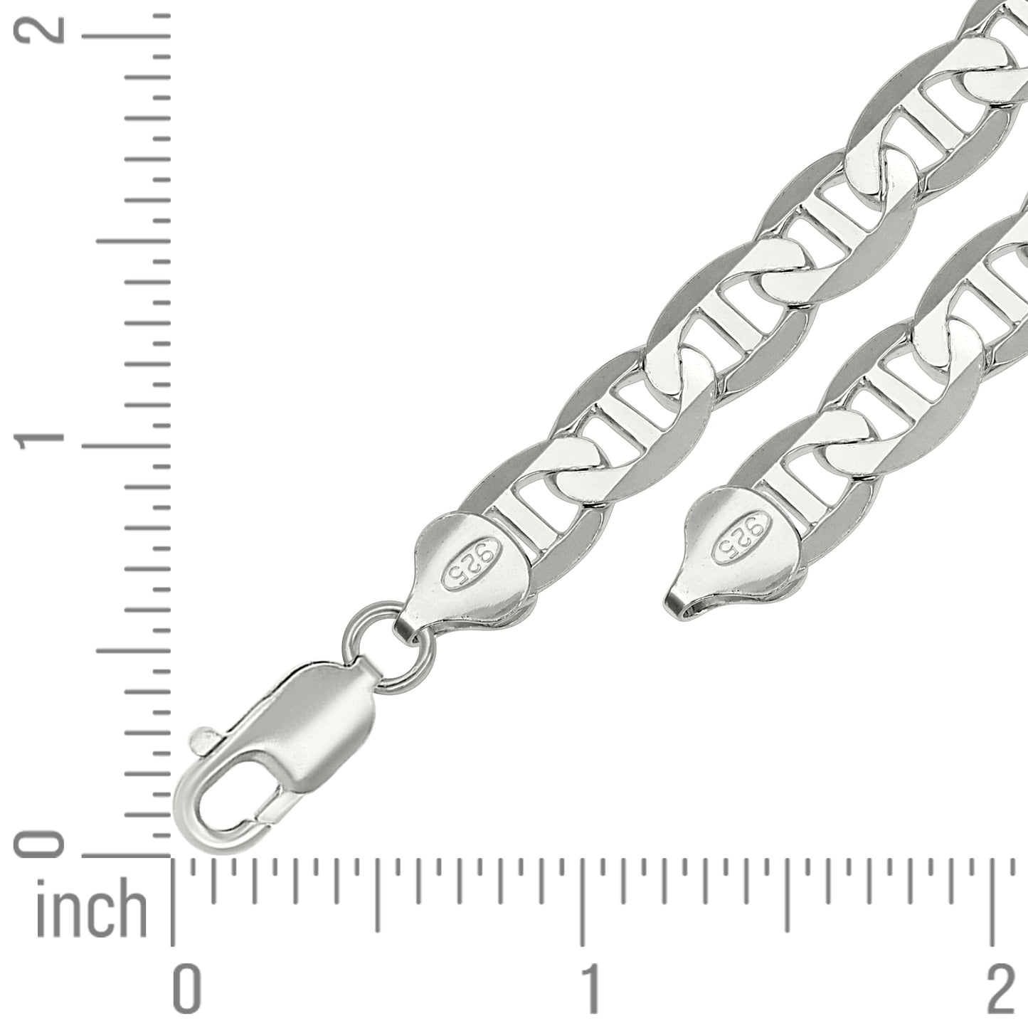 925 Silver Solid Classic Mariner Chain 8mm-9