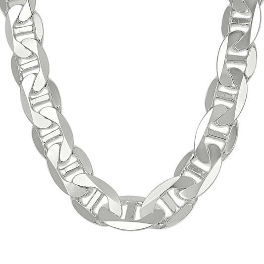 925 Silver Solid Classic Mariner Chain 13mm-28