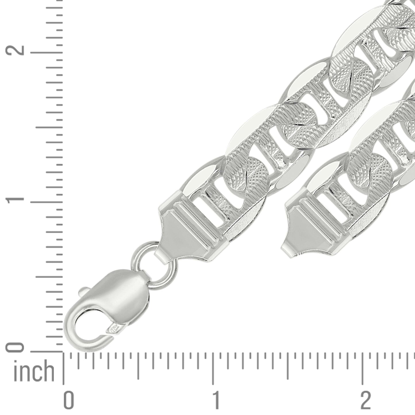 925 Silver Solid Classic Mariner Chain 13mm-28
