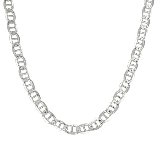 925 Sterling Silver Solid Pave Classic Mariner Chain 4mm