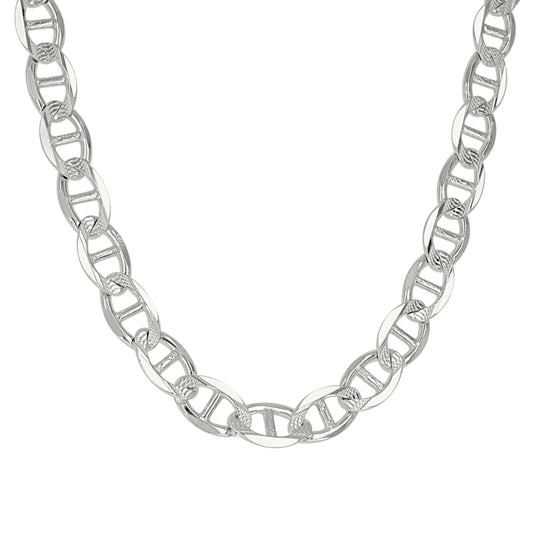 925 Sterling Silver Solid Pave Classic Mariner Chain 7mm