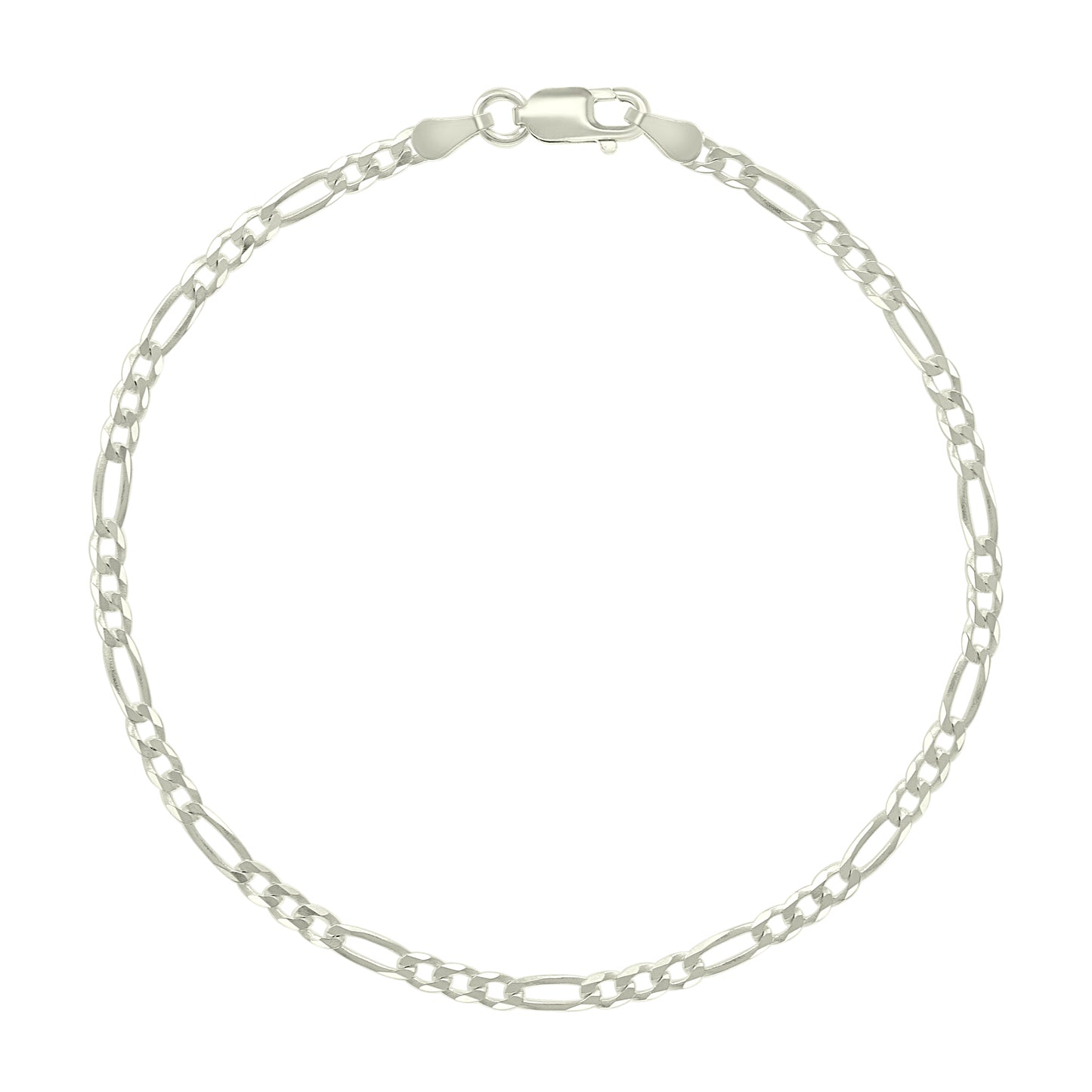 925 Silver Pave Super Flat Figaro Chain 2.6mm