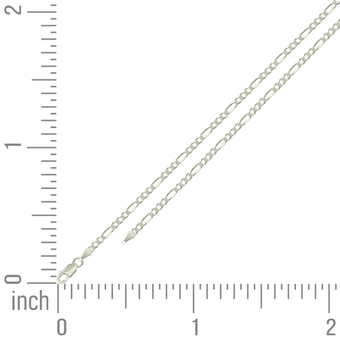 925 Silver Pave Super Flat Figaro Chain 2.6mm