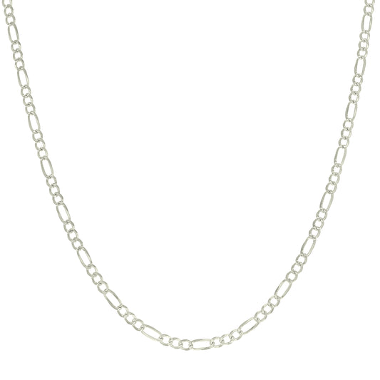 925 Silver Pave Super Flat Figaro Chain 3.6mm