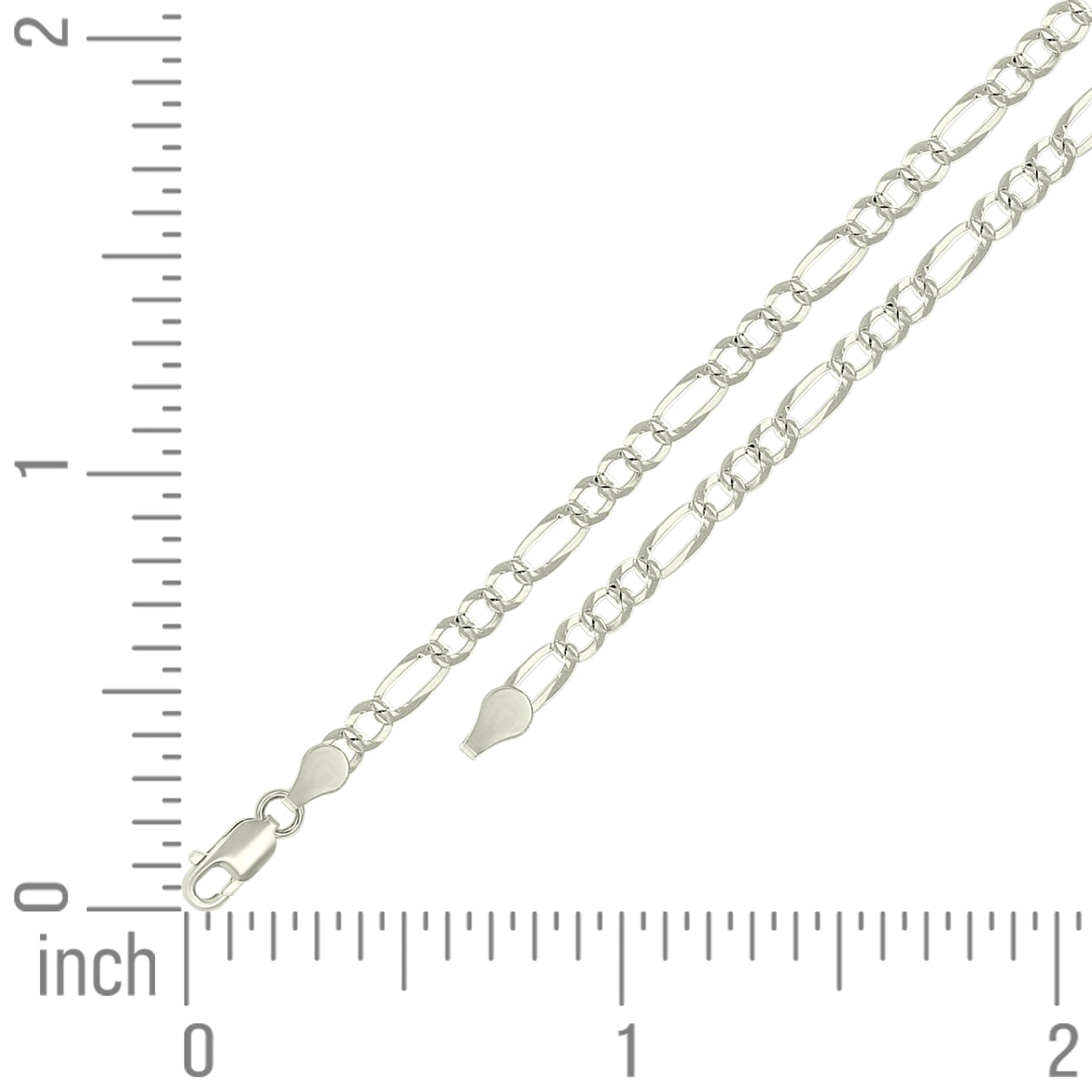 925 Silver Pave Super Flat Figaro Chain 3.6mm