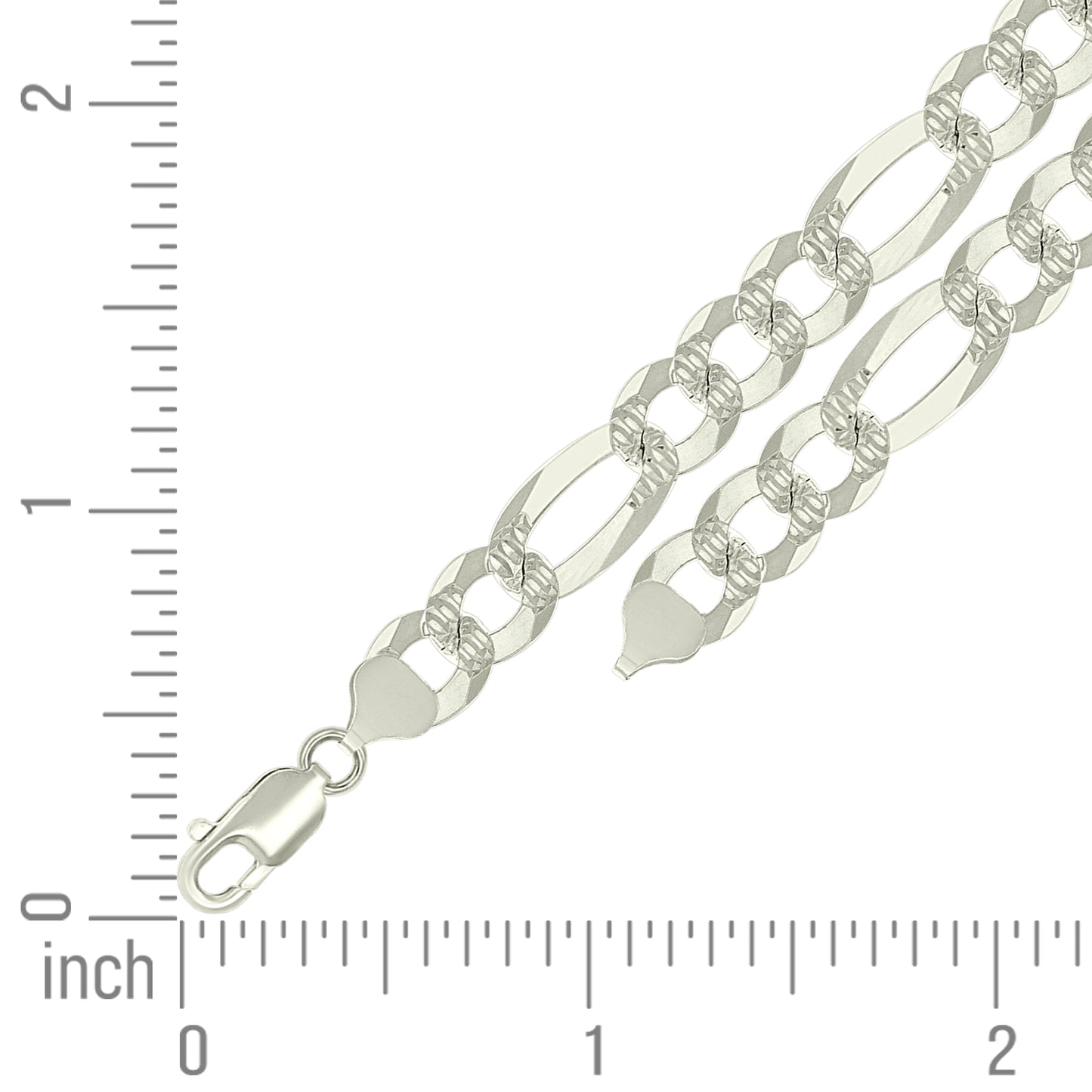 925 Silver Pave Super Flat Figaro Chain 9.8mm