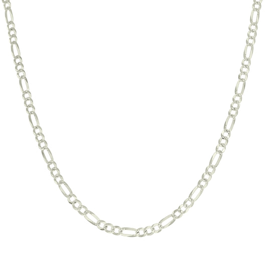 925 Silver Pave Super Flat Figaro Chain 4.5mm