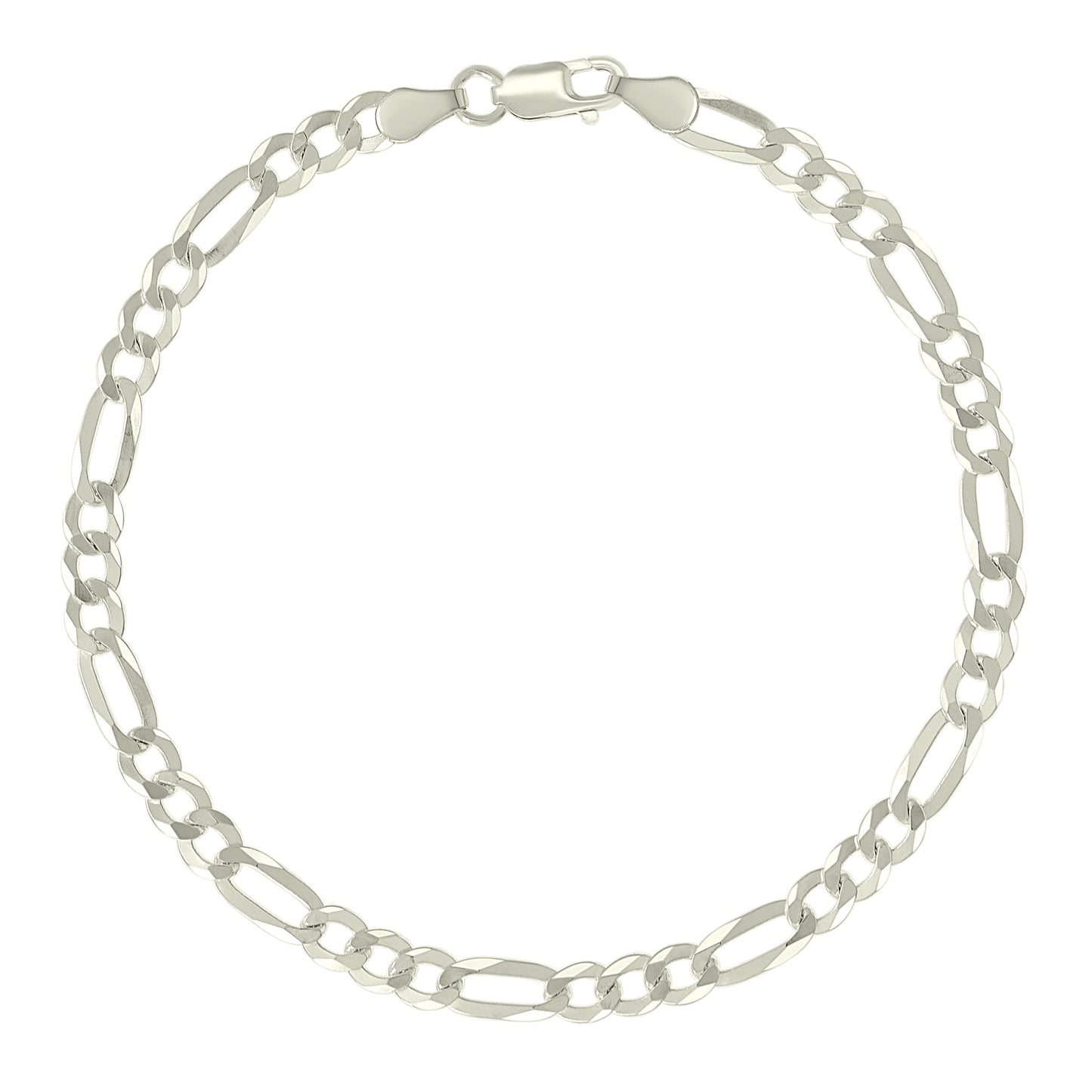 925 Silver Pave Super Flat Figaro Chain 4.5mm