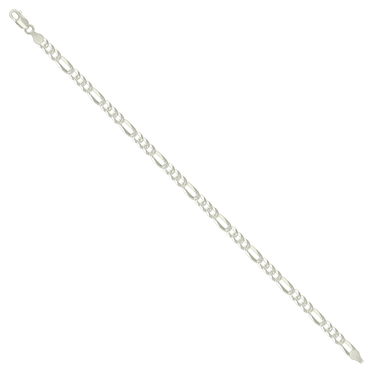 925 Silver Pave Super Flat Figaro Chain 4.5mm