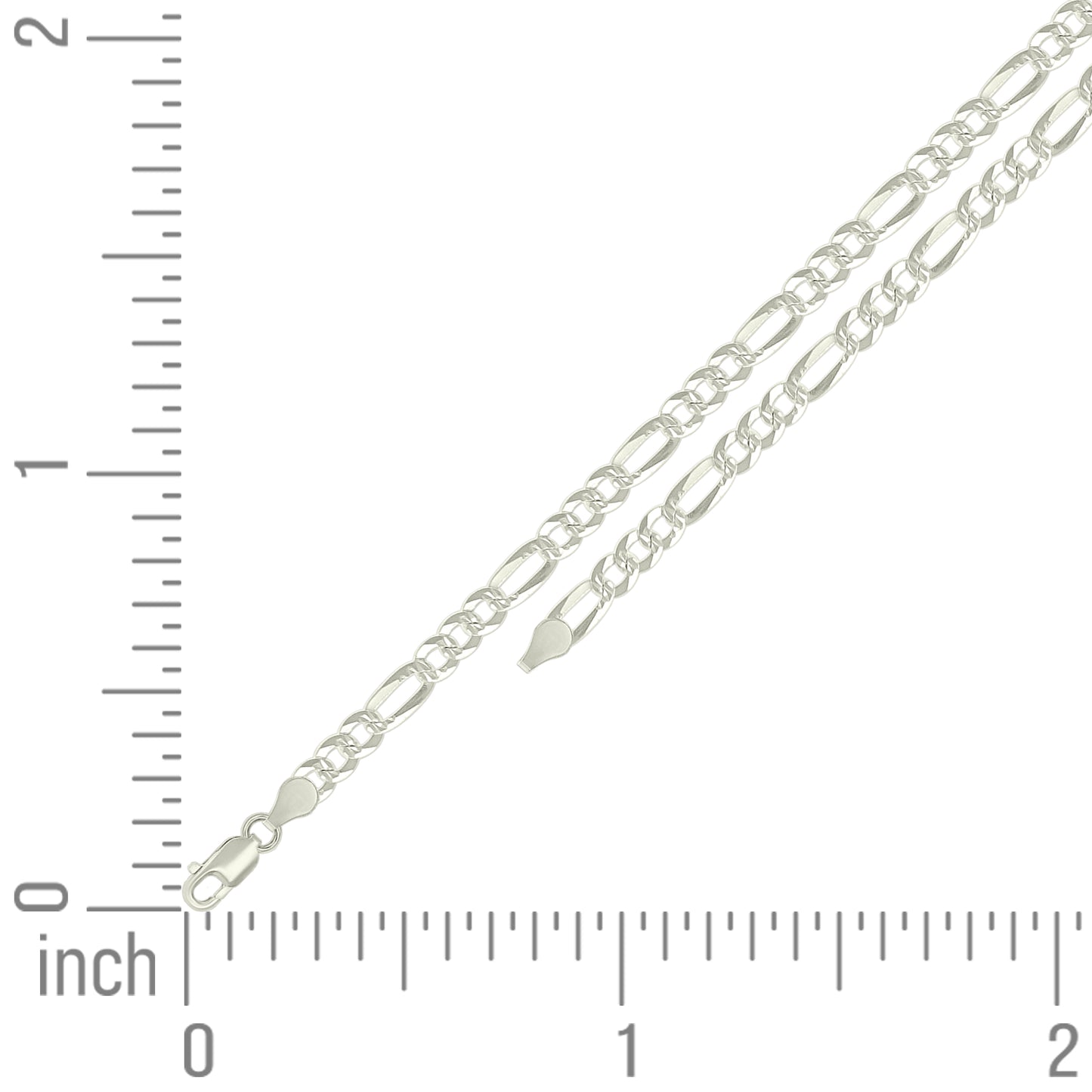 925 Silver Pave Super Flat Figaro Chain 4.5mm