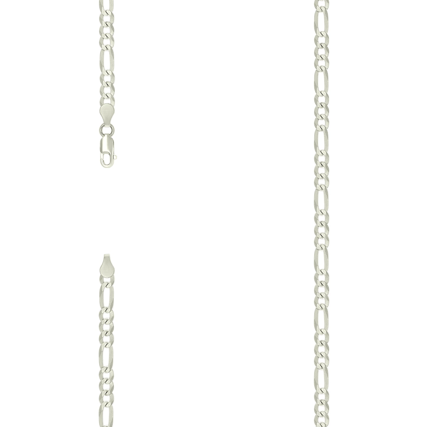 925 Silver Pave Super Flat Figaro Chain 4.5mm