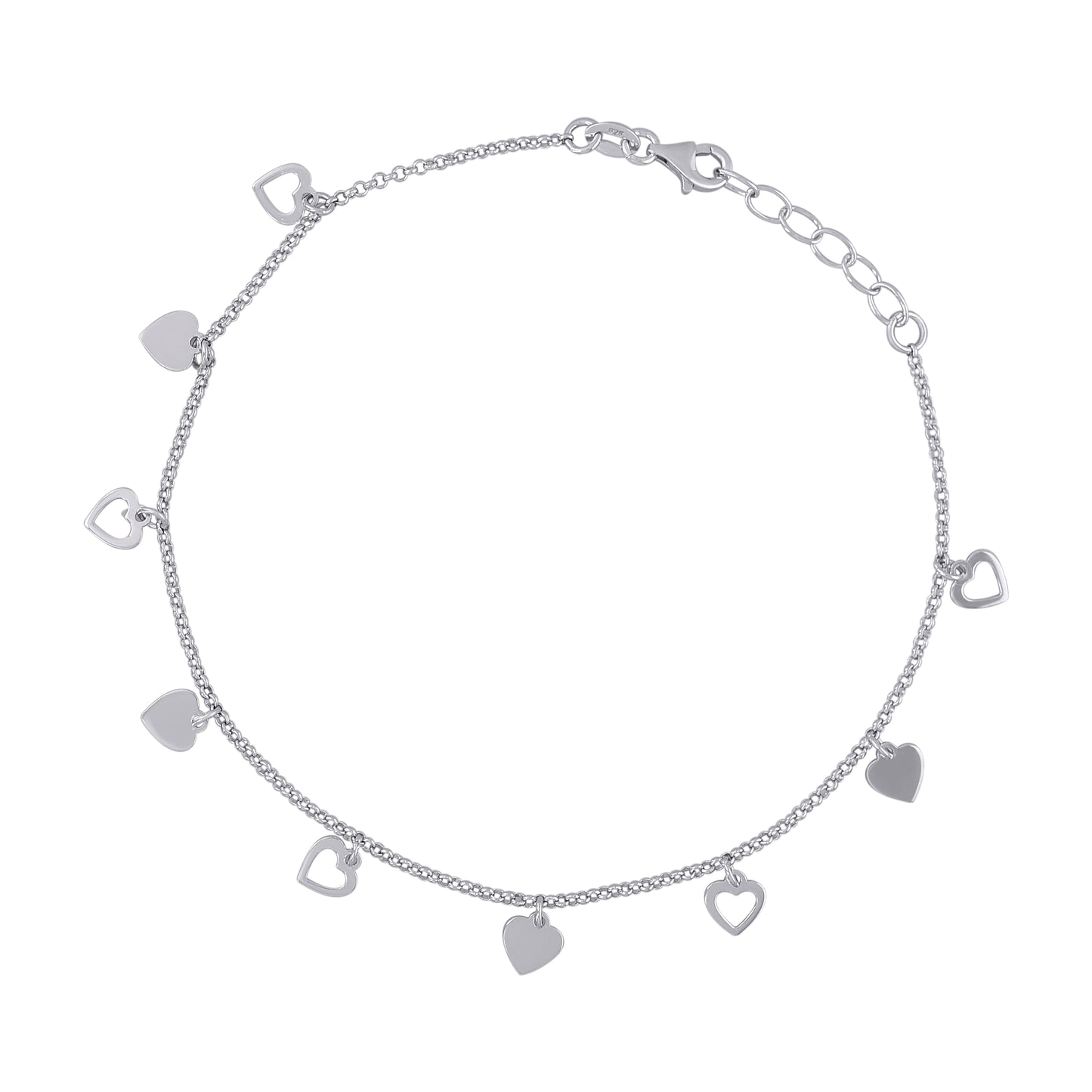 925 Sterling Silver Anklet 9.5"+0.5"