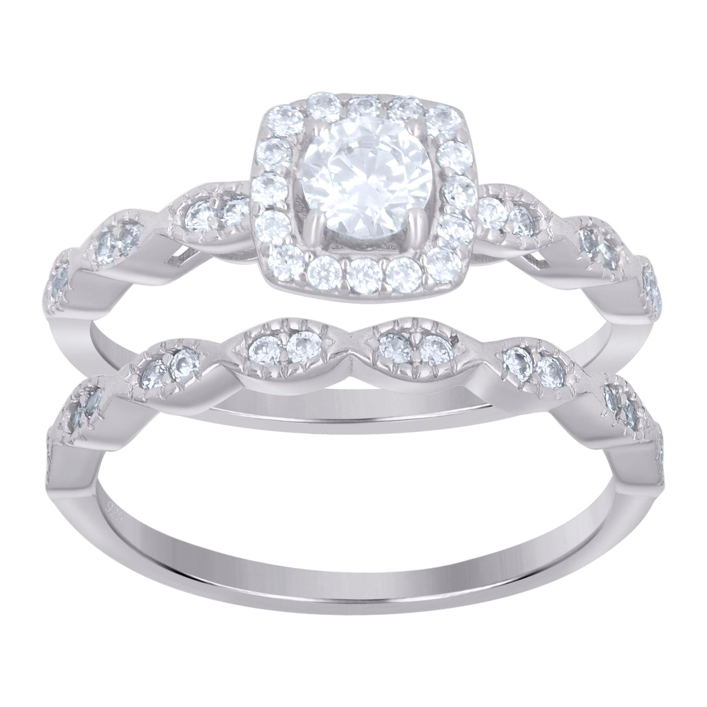 925 Sterling Silver Cz Duo Ring S6