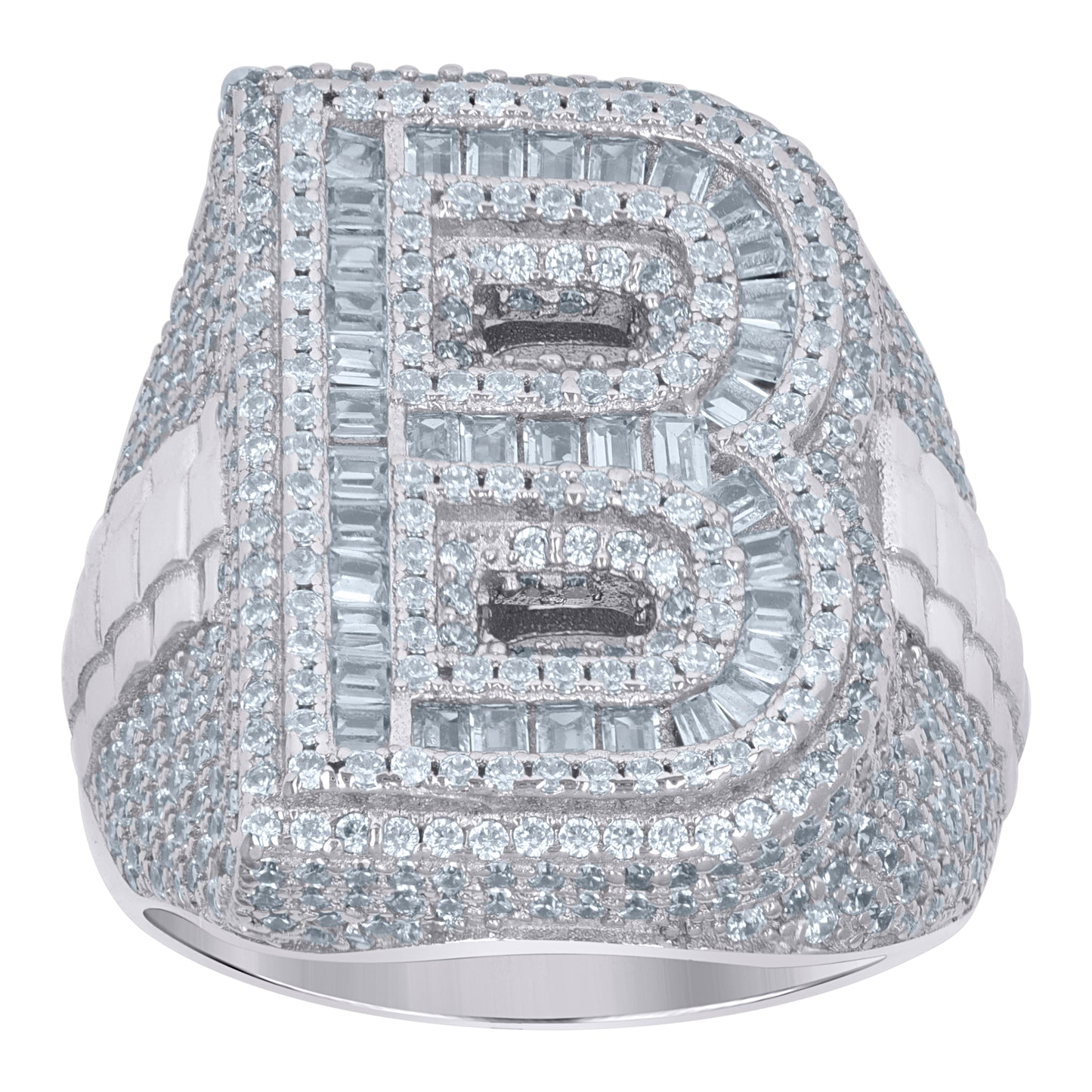 925 Sterling Silver Initial Ring"B"