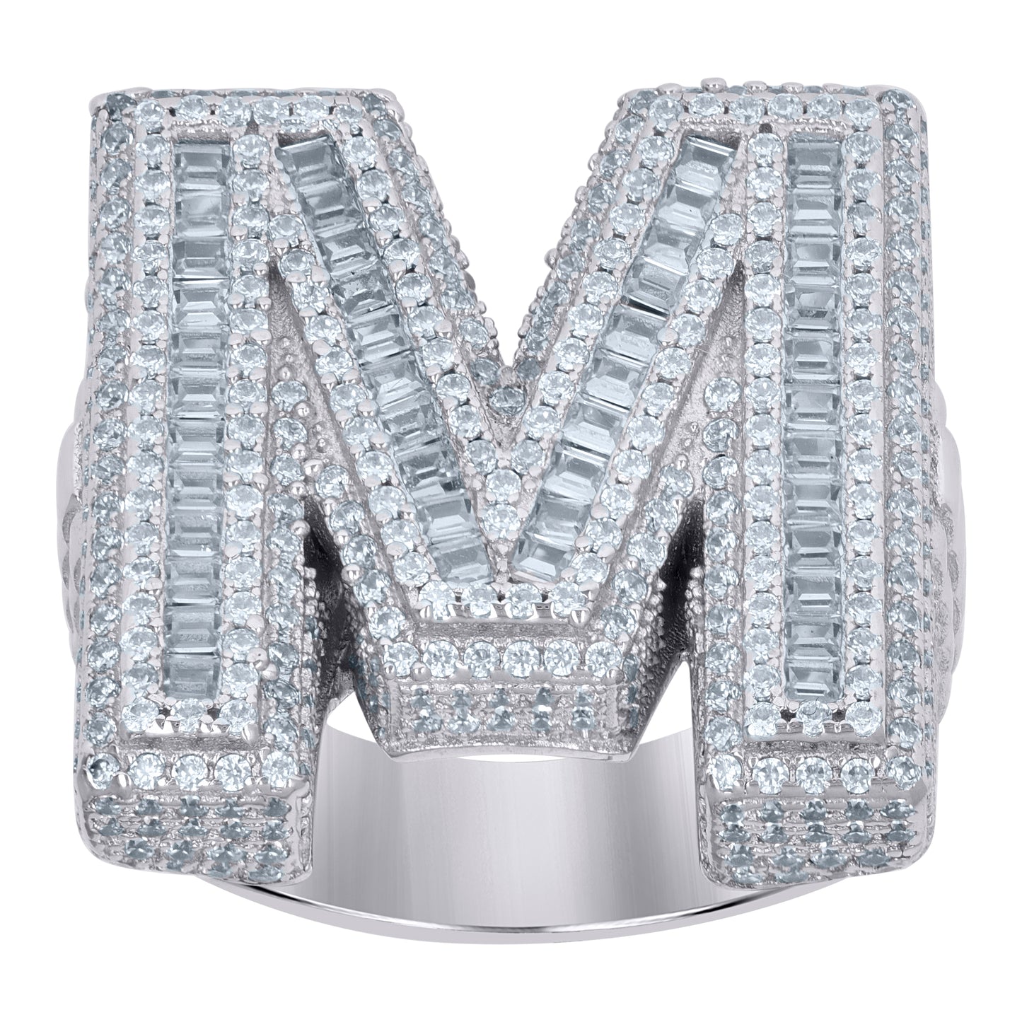 925 Sterling Silver Initial Ring"M"