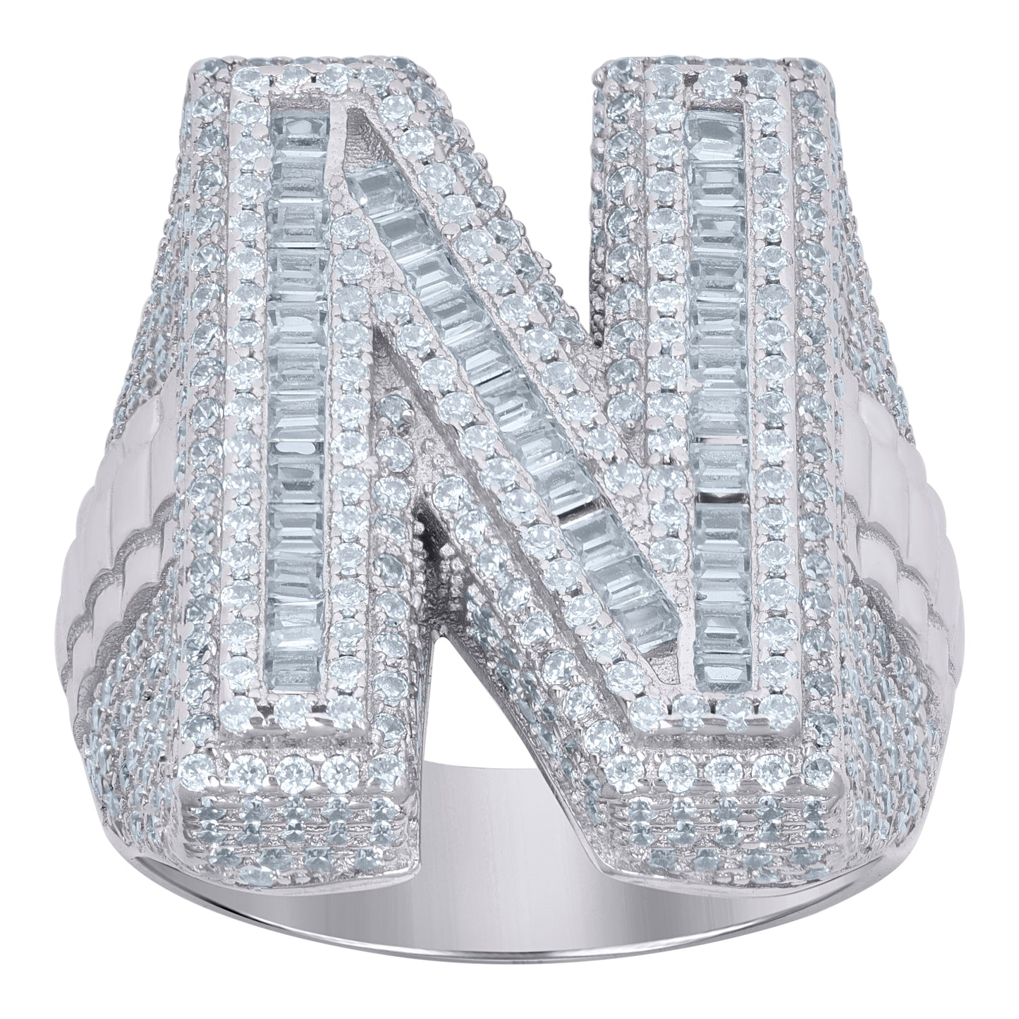 925 Sterling Silver Initial Ring"N"
