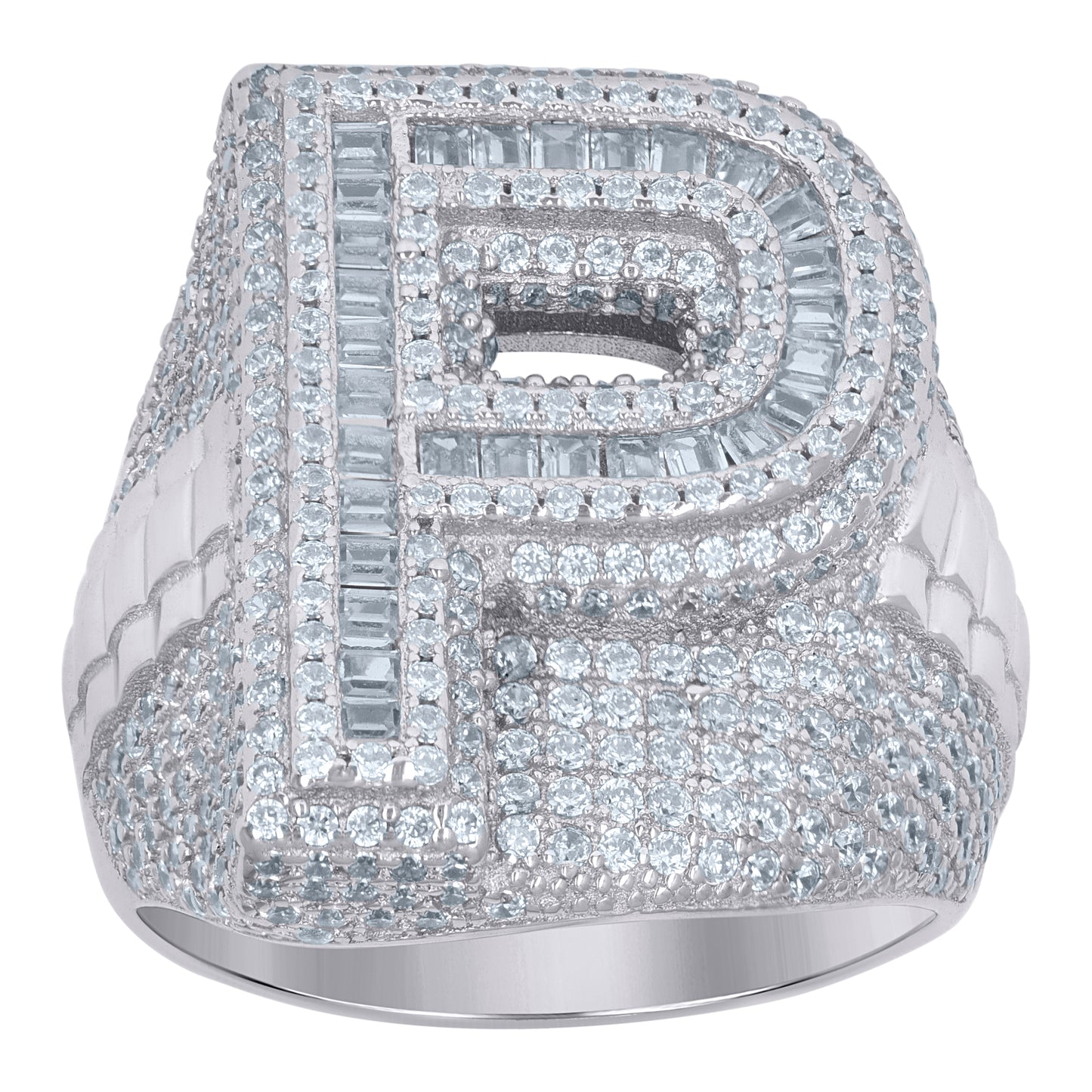 925 Sterling Silver Initial Ring"P"