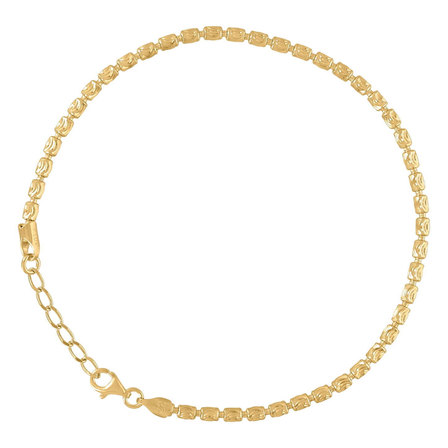 925 Silver Barrel Moon-Cut Yellow Plated 3mm-10"
