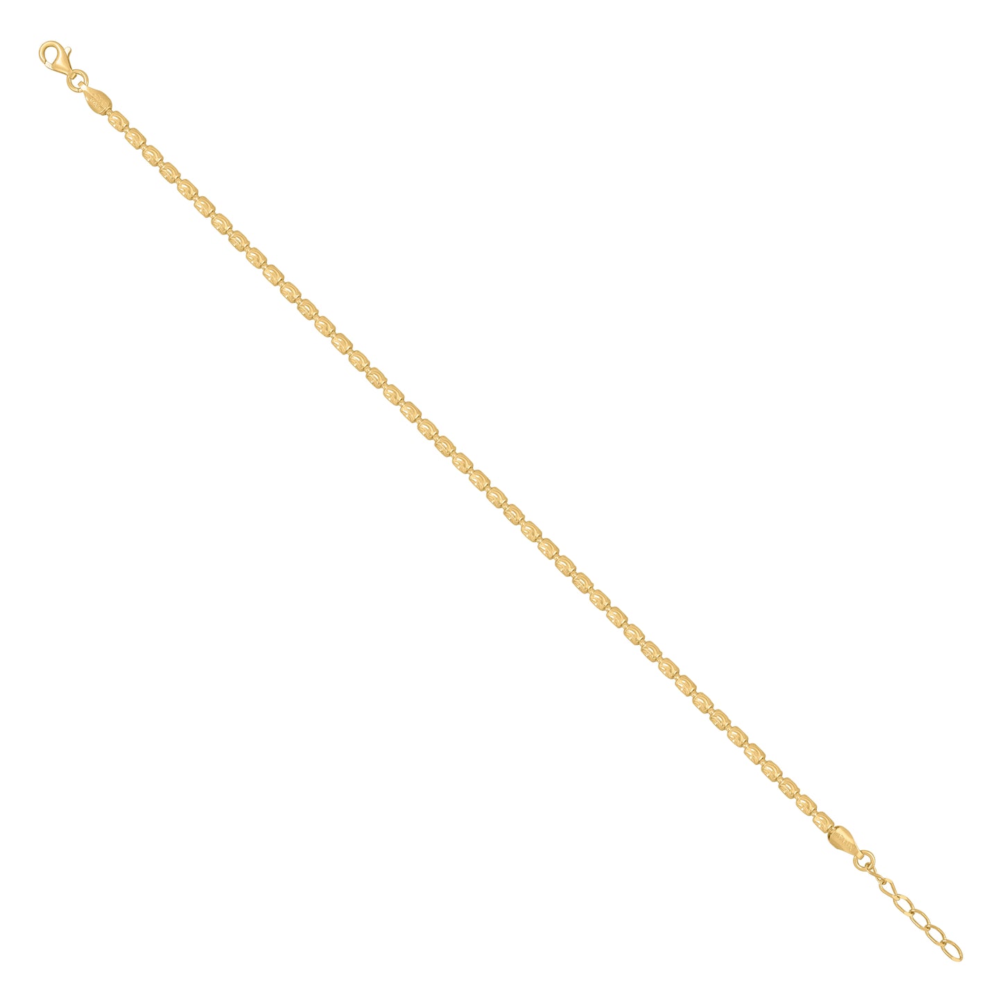 925 Silver Barrel Moon-Cut Yellow Plated 3mm-10"