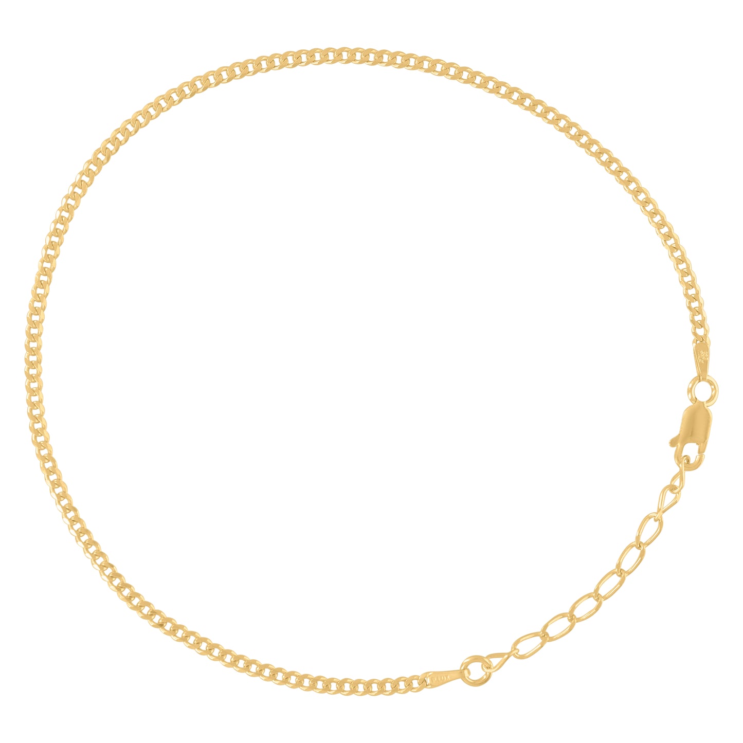 925 Silver Cuban Chain Yellow Plated 060-10"