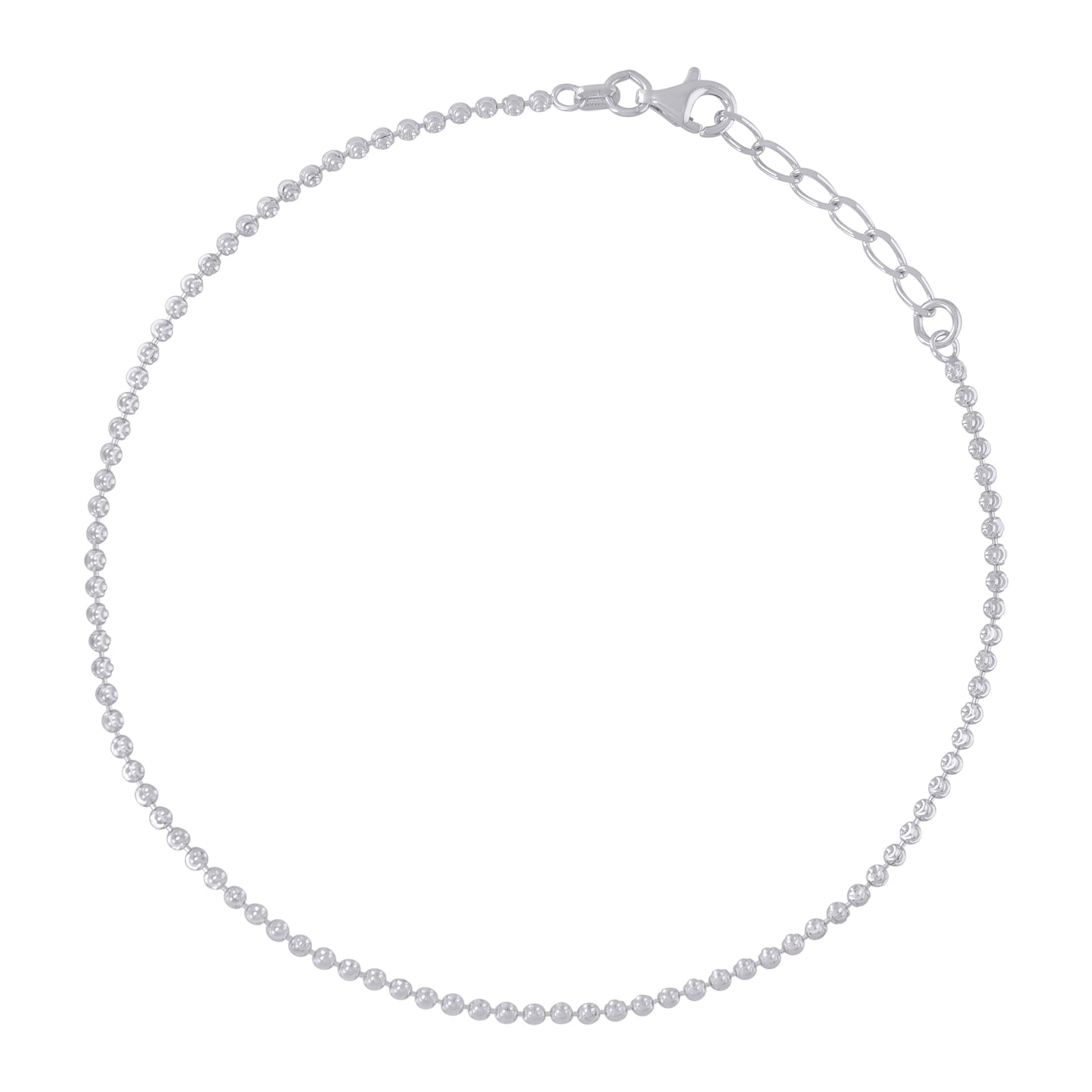 925 Sterling Silver Moon Cut Rhodium Chain 2mm-14