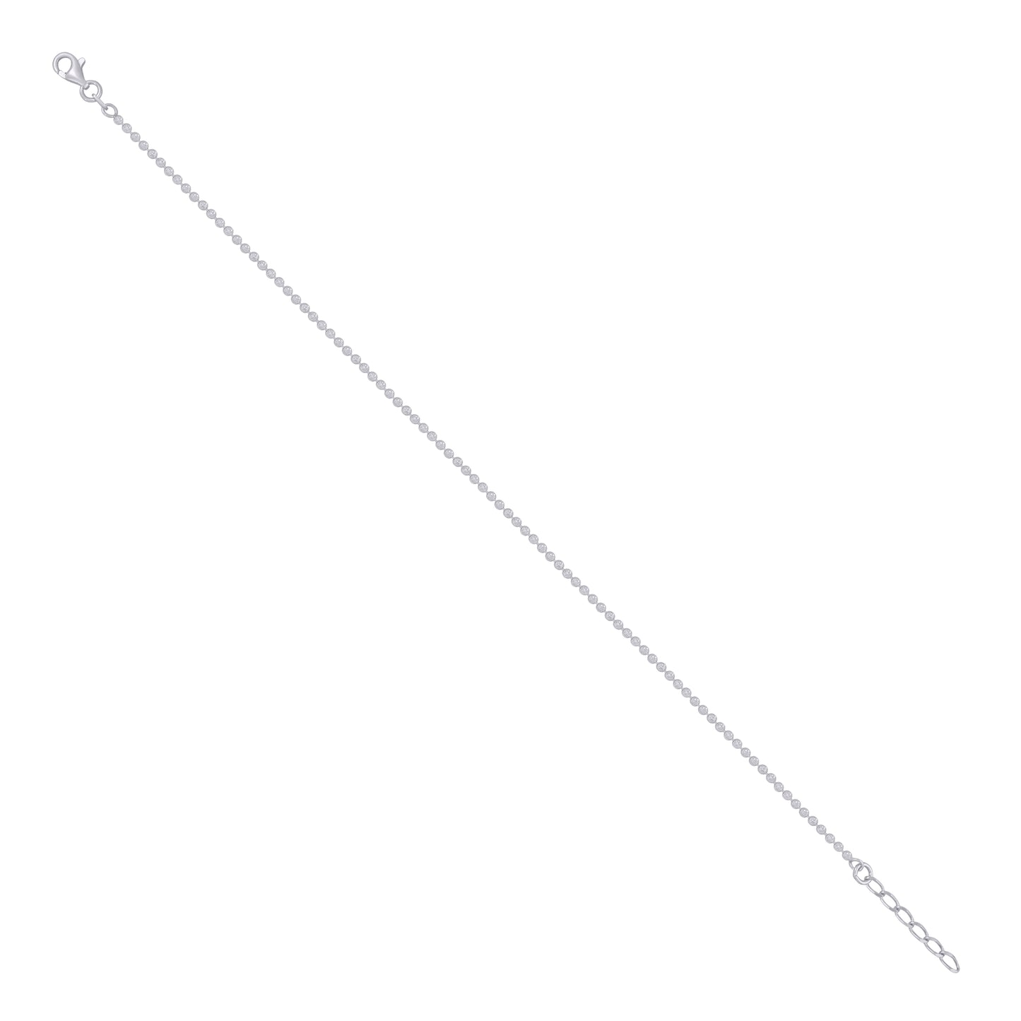 925 Sterling Silver Moon Cut Rhodium Chain 2mm-14