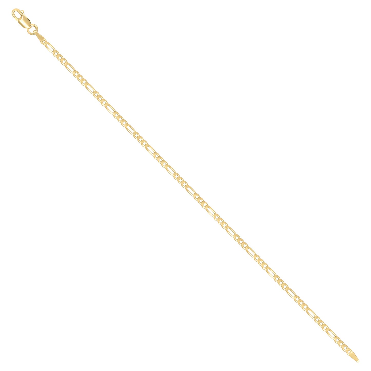 925 Sterling Silver Super Flat Figaro Chain Yellow