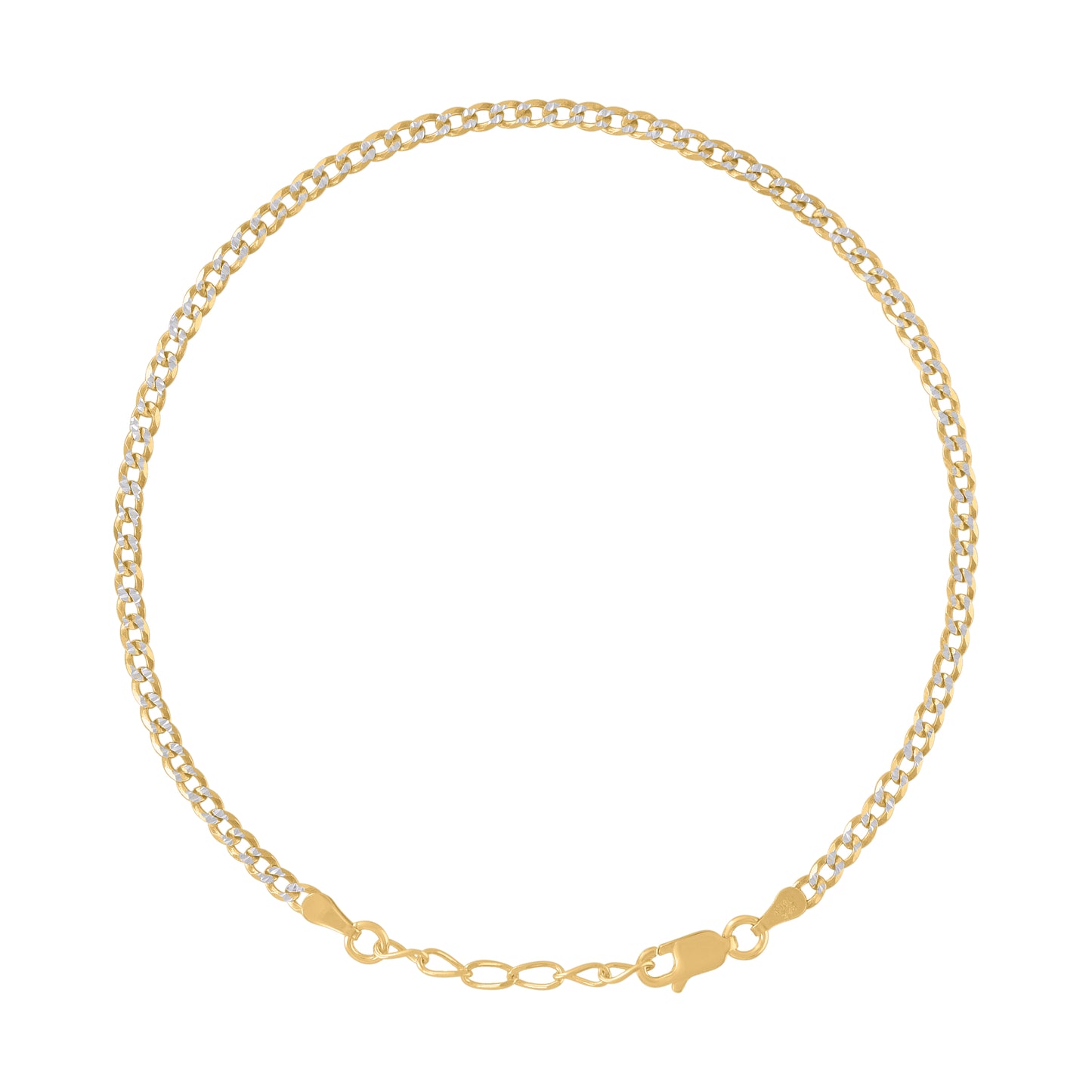 925 Silver D/C Cuban Chain Two-Tone 080 2.8mm-10"