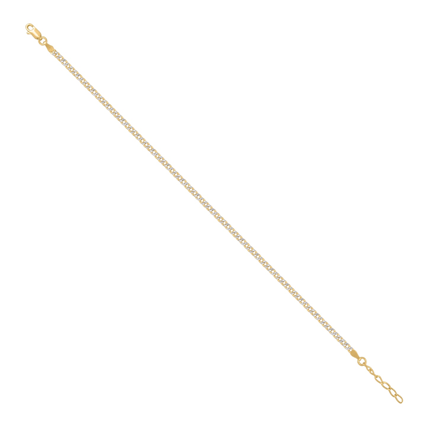 925 Silver D/C Cuban Chain Two-Tone 080 2.8mm-10"