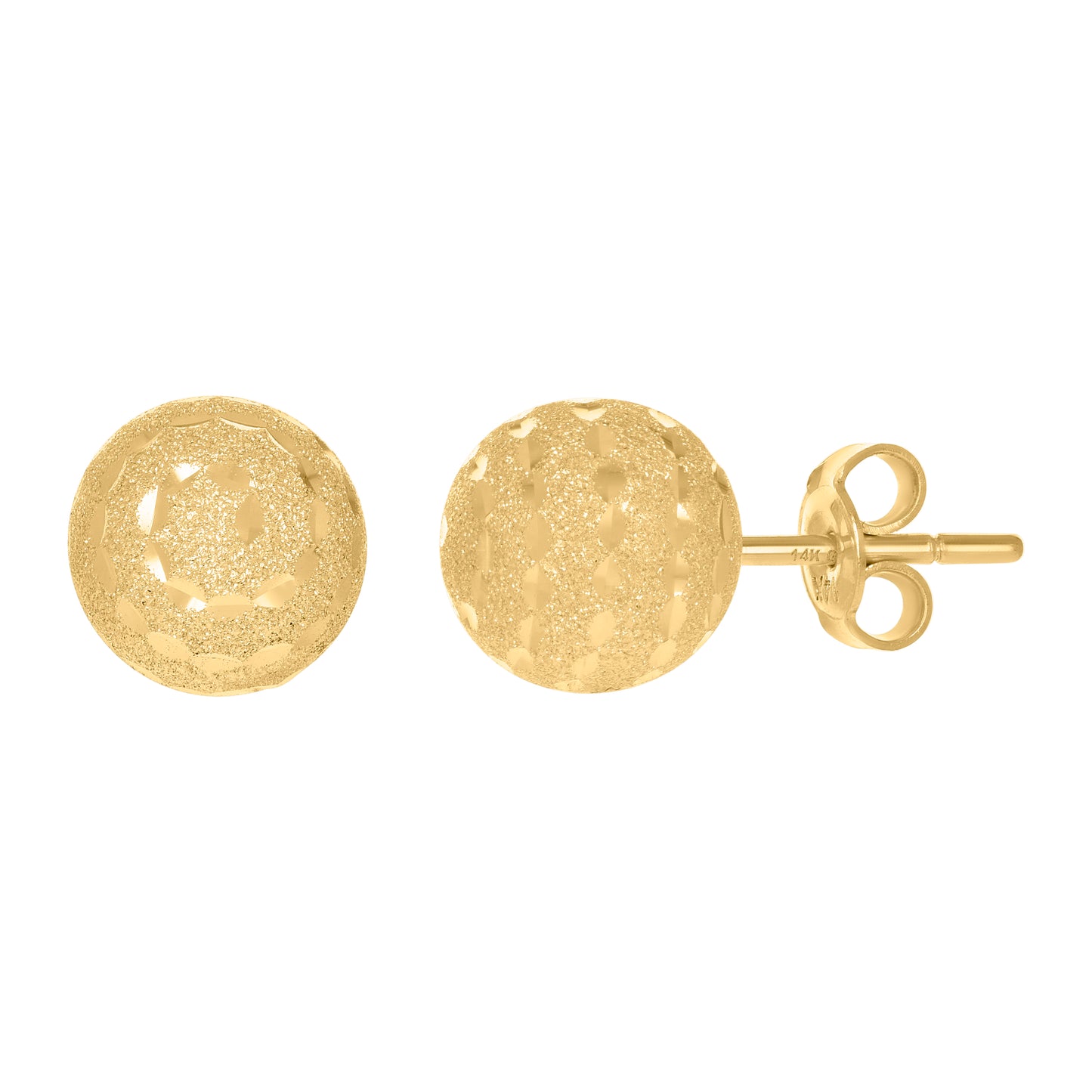 14Kt Gold Fancy Ball-Stud Earrings 10mm
