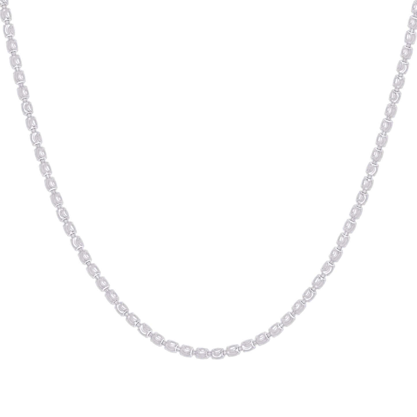 "925 Silver Barrel Moon-Cut Rhodium Plated 3mm-10"