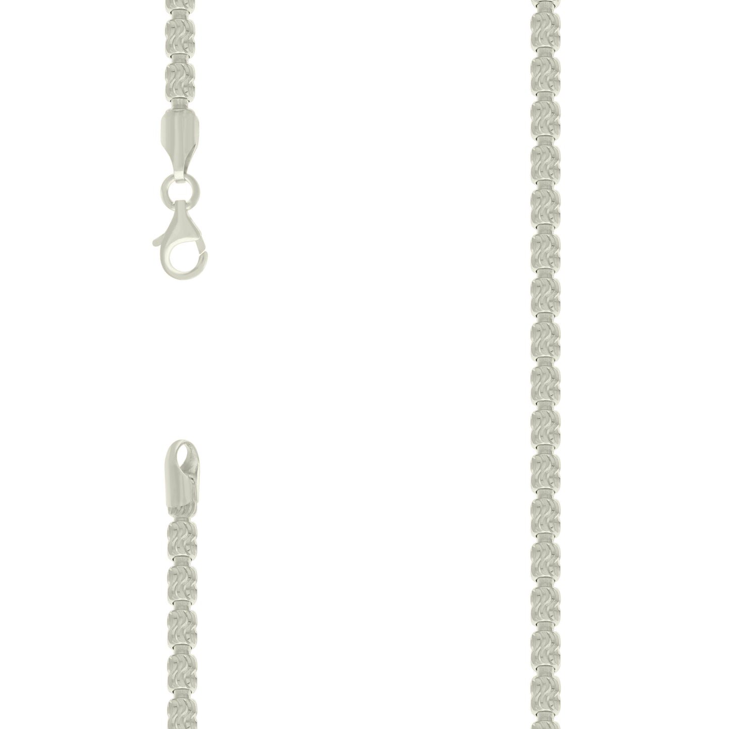 925 Sterling Silver Typhoon-Cut Barrel Chain Rhodi