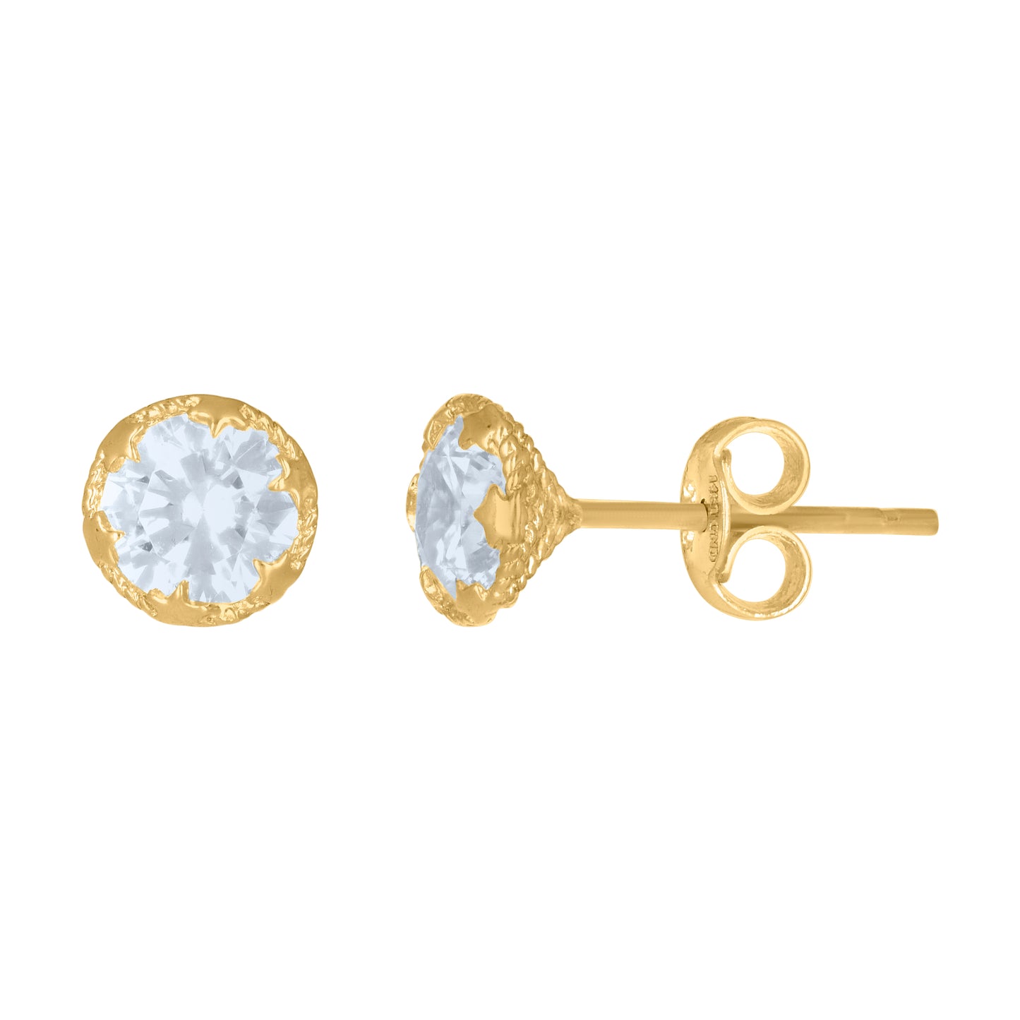 14Kt Gold 6mm Round Cz Earrings
