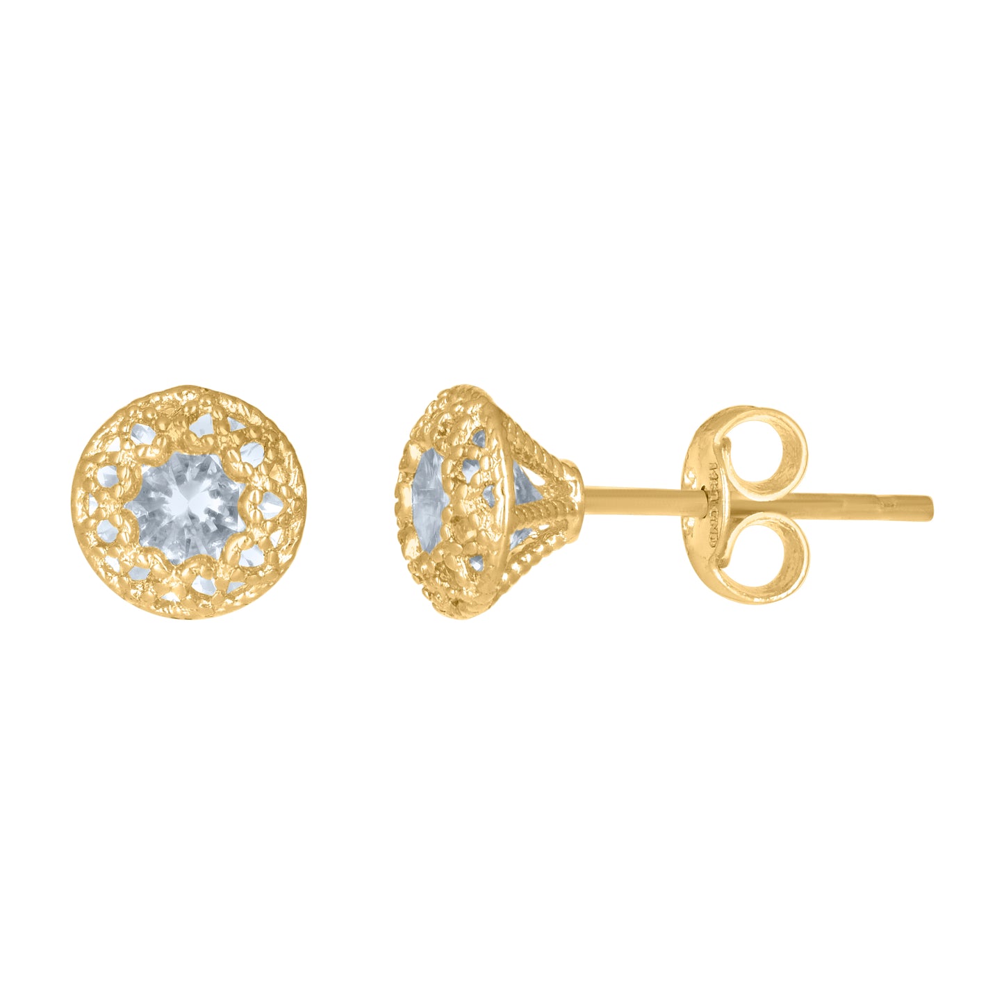 14Kt Gold 6mm Round Cz Earrings