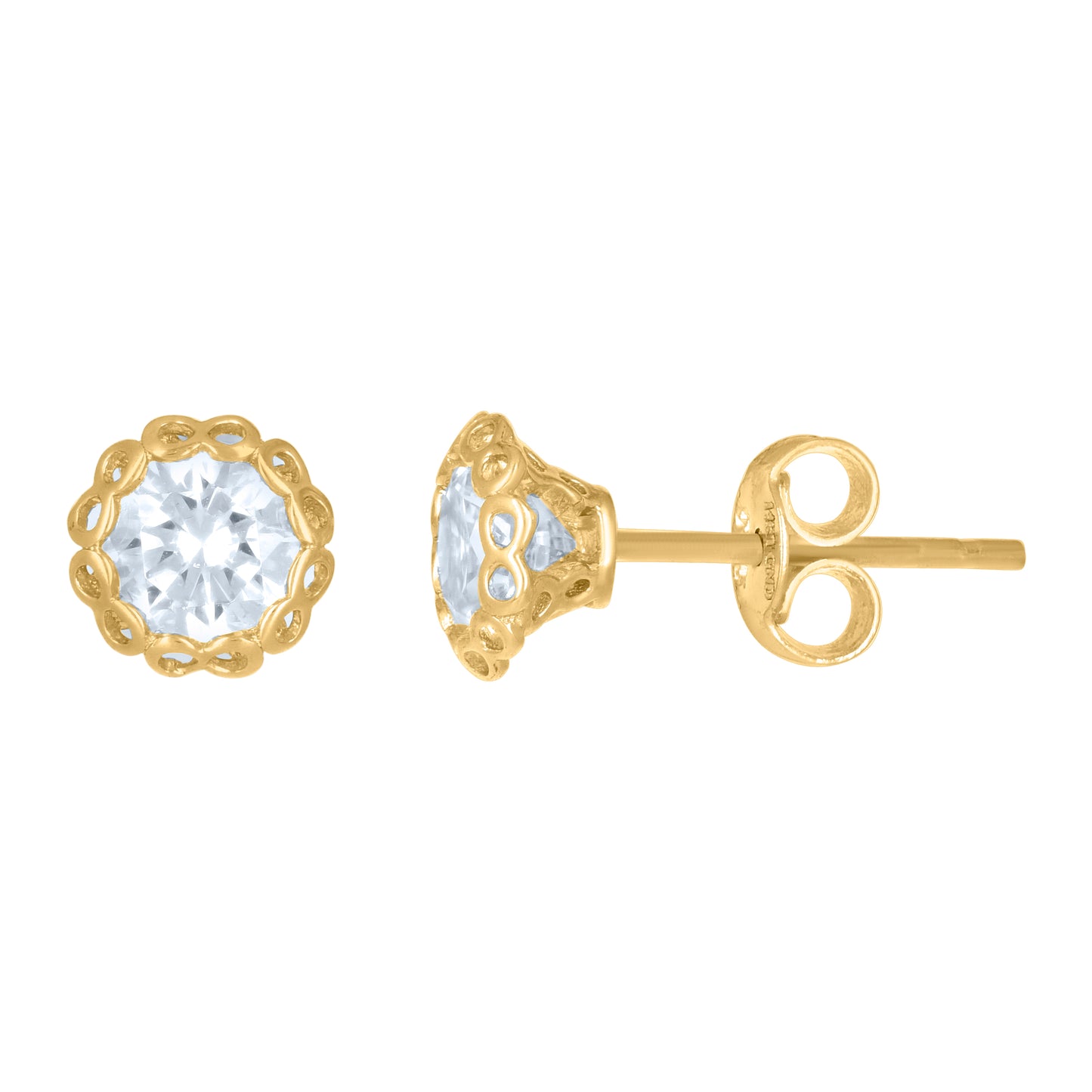 14Kt Gold 6mm Round Cz Earrings