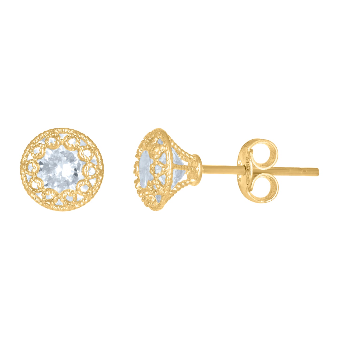 14Kt Gold 7mm Round Cz Earrings