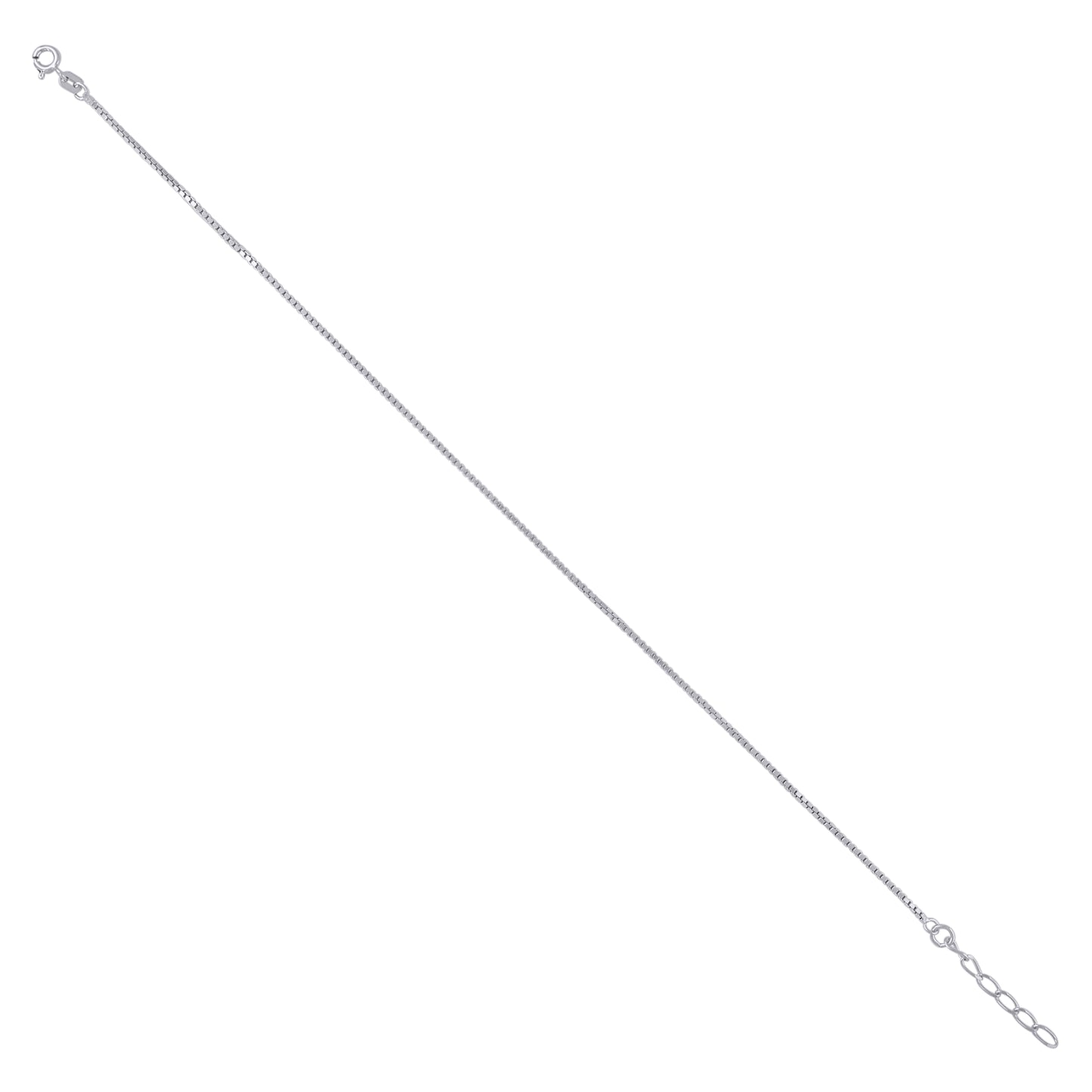 925 Sterling Silver Box Anklet 025 9+1"