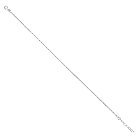 925 Sterling Silver Box Anklet 025 9+1"