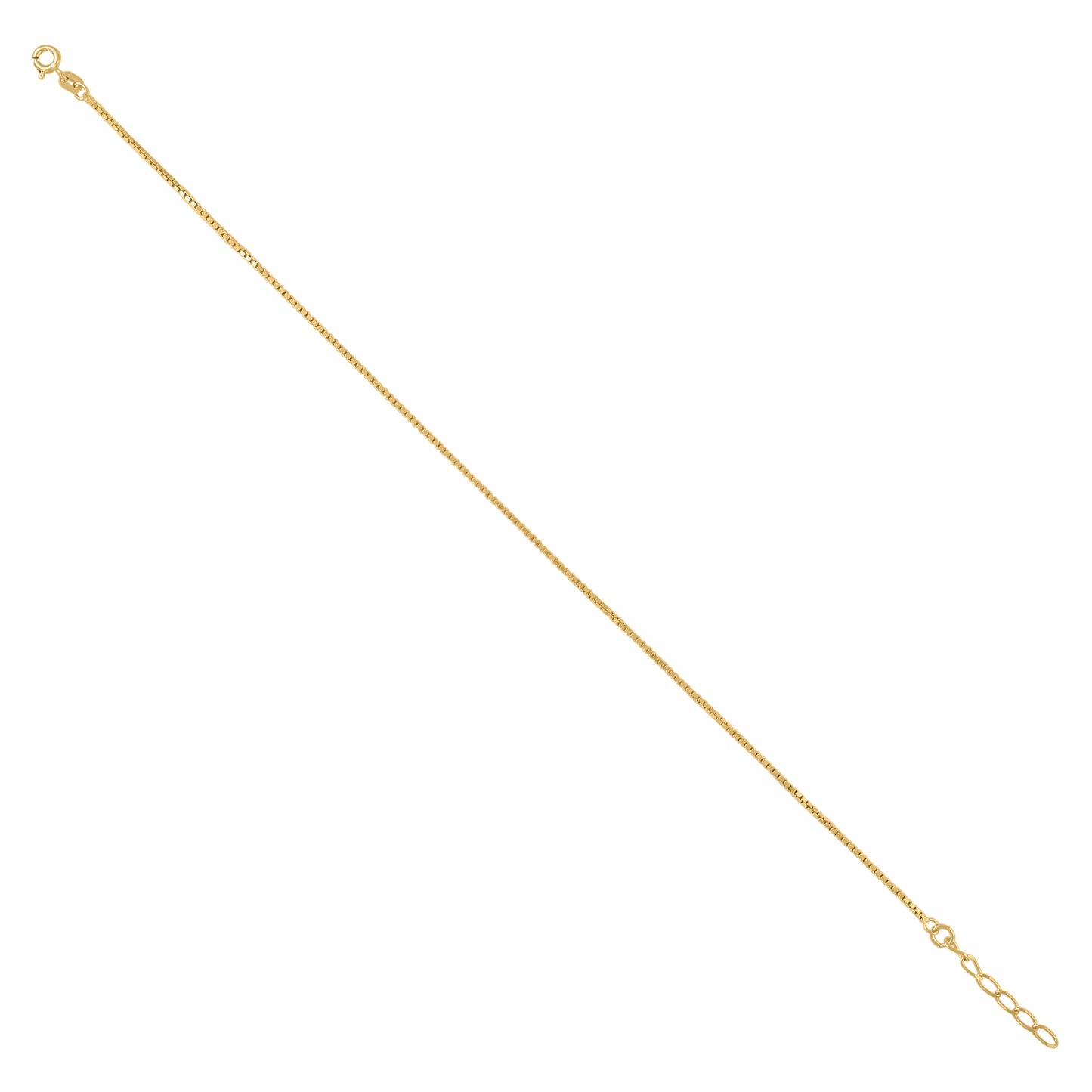 925 Sterling Silver Box Anklet 025 9+1"
