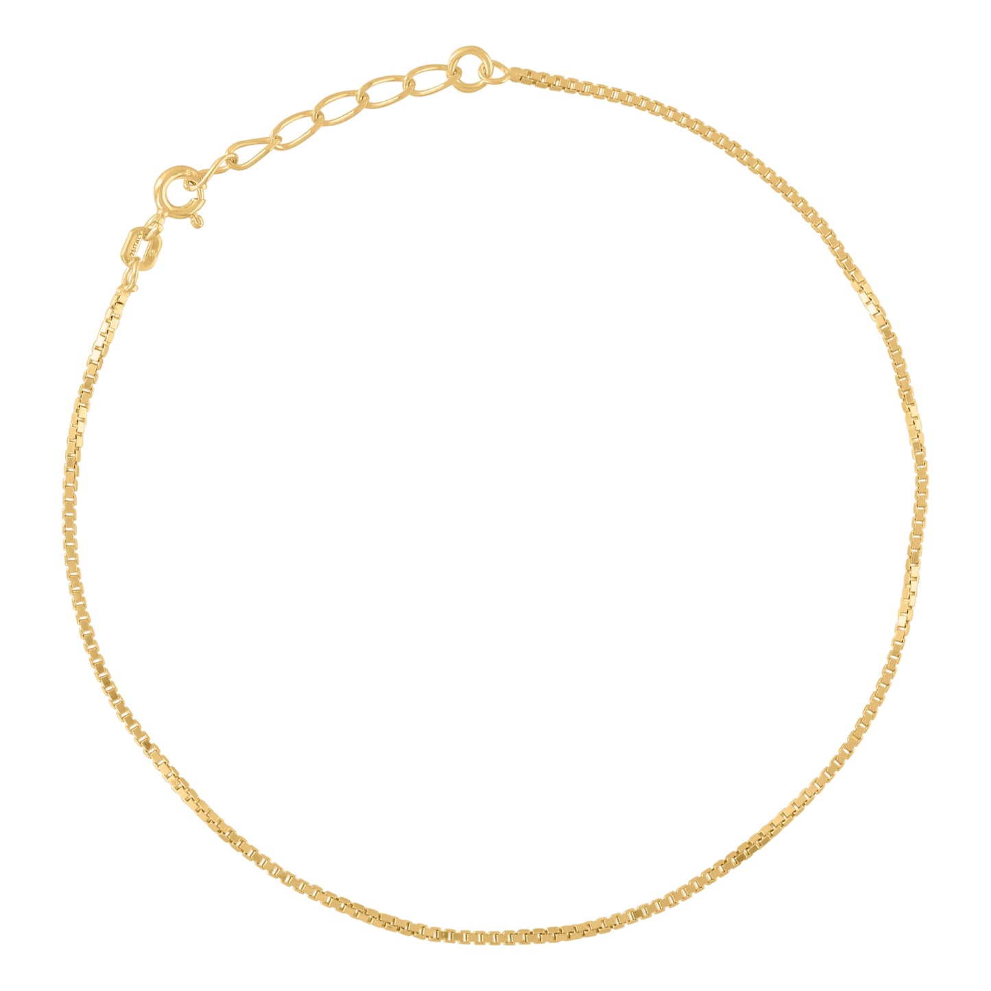 925 Sterling Silver Box Anklet 025 9+1"