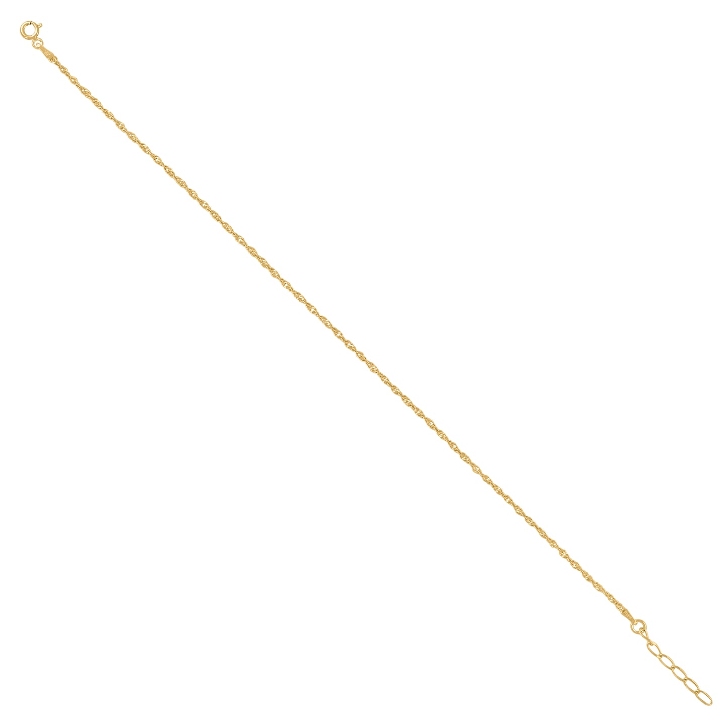 925 Sterling Silver Singapore 035 9+1" Anklet