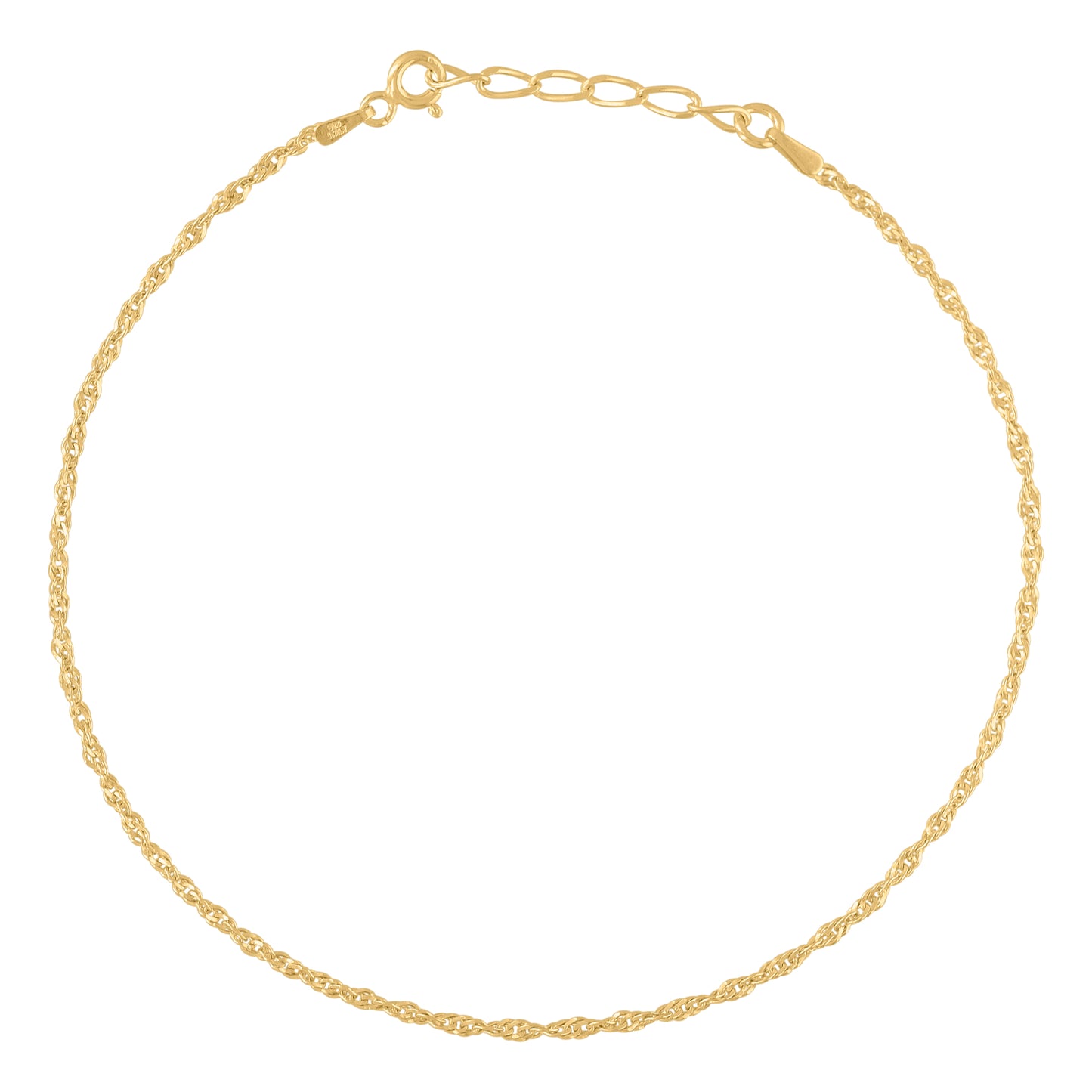 925 Sterling Silver Singapore 035 9+1" Anklet