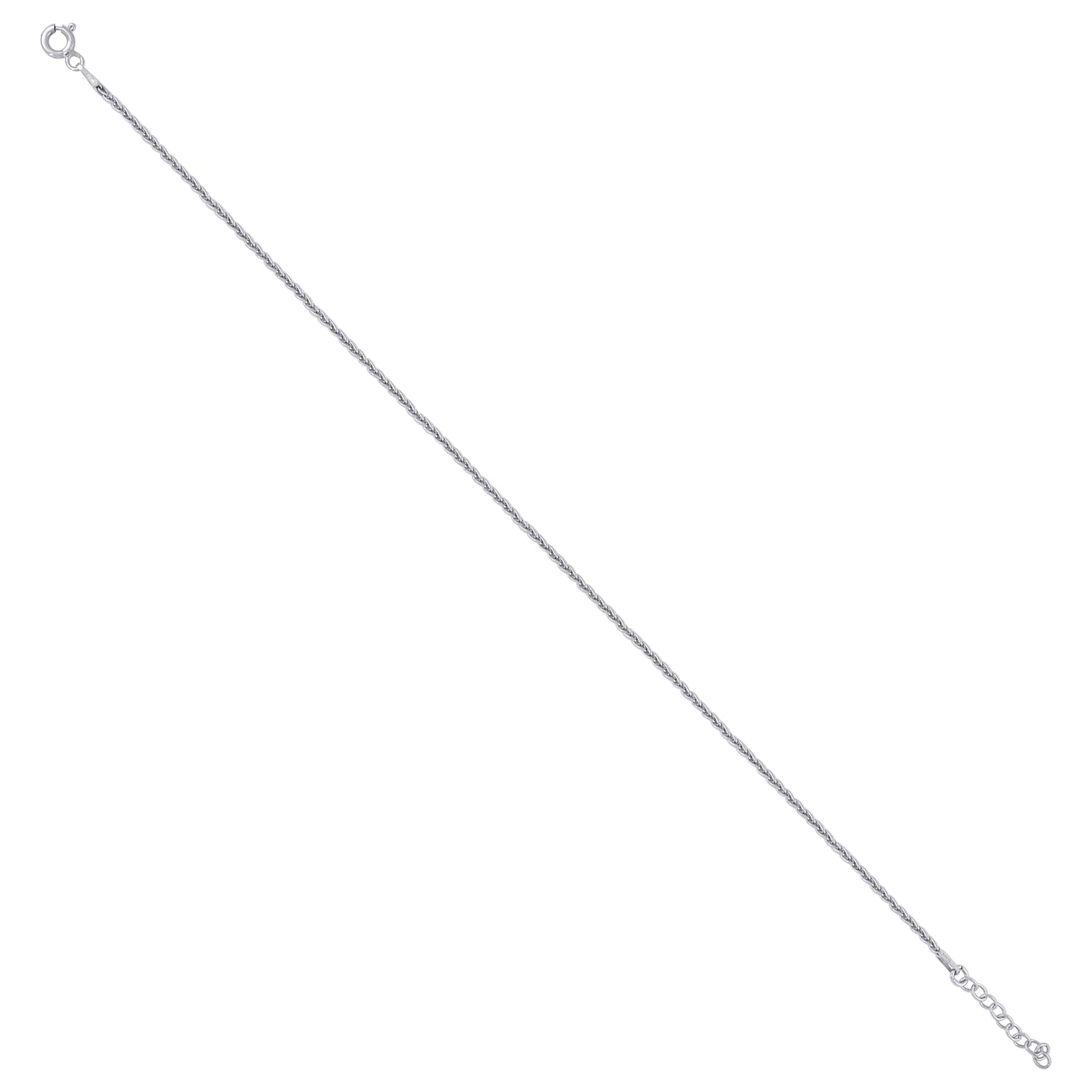 925 Sterling Silver 045 Spiga Rhodium Plated 10"