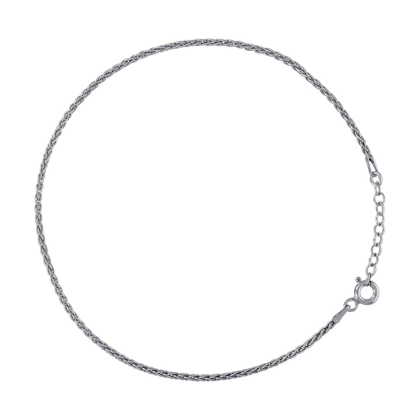925 Sterling Silver 045 Spiga Rhodium Plated 10"