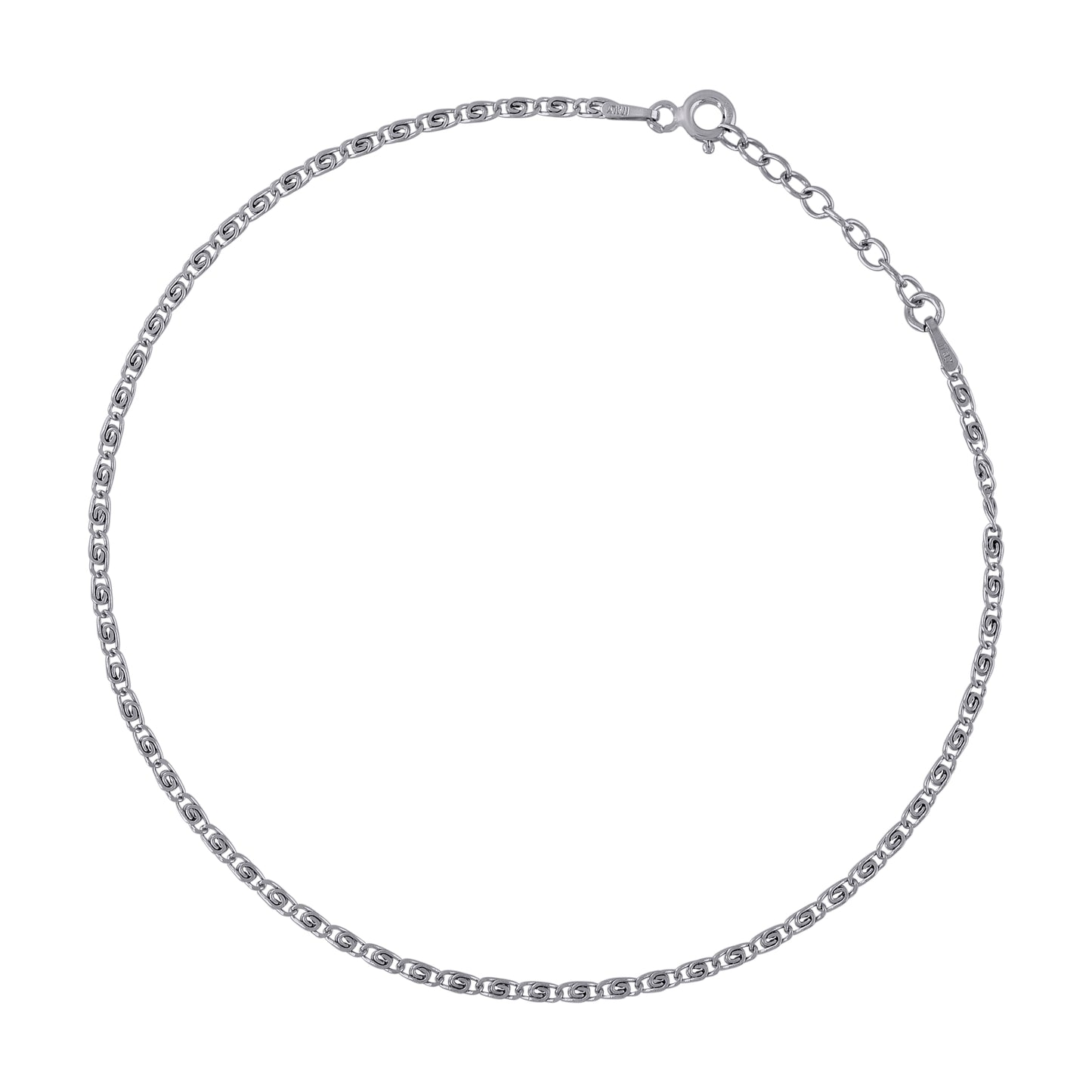 925 Sterling Silver 040 Snail Rhodium Plated 10"